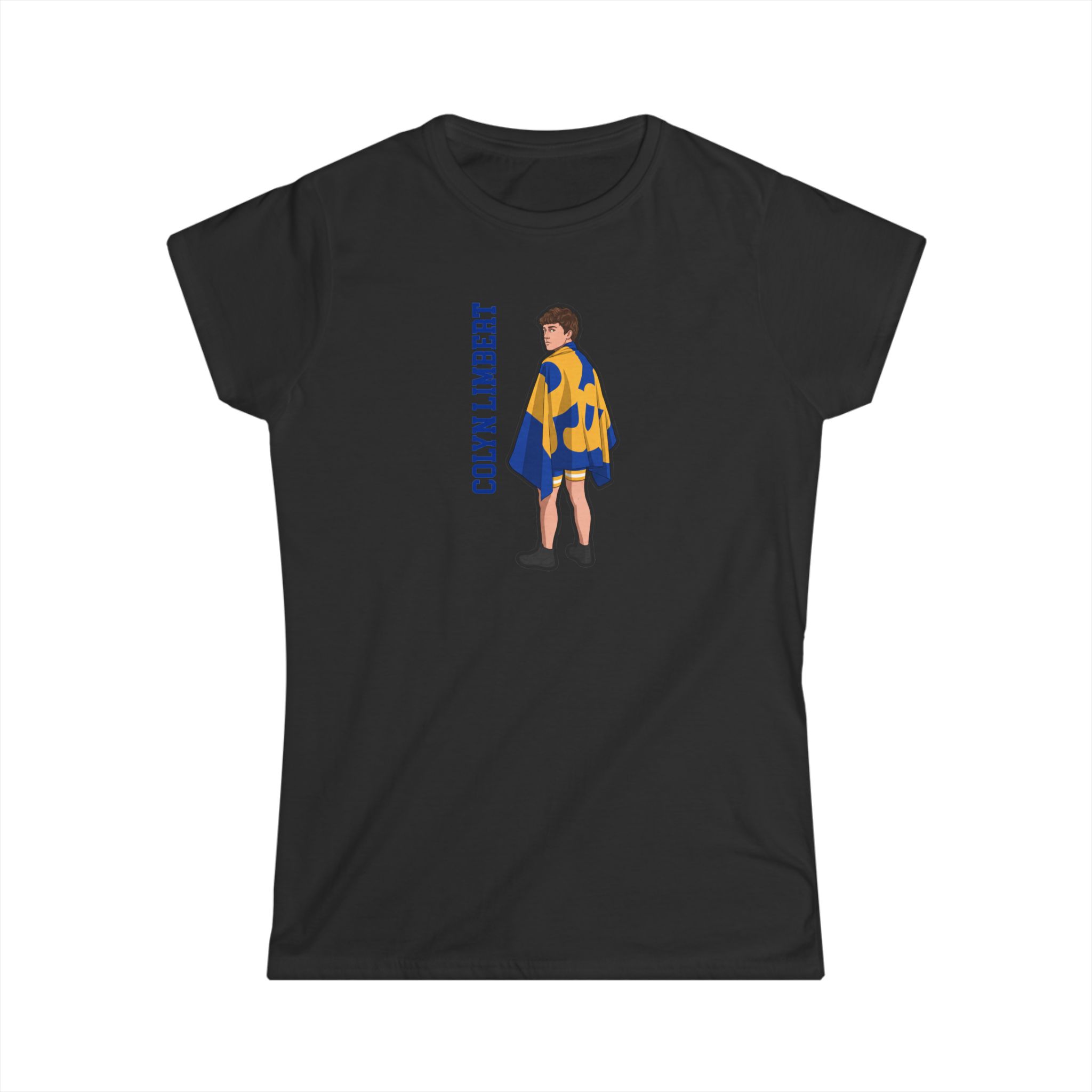 Women's Softstyle Tee — character_name_vertical in Black