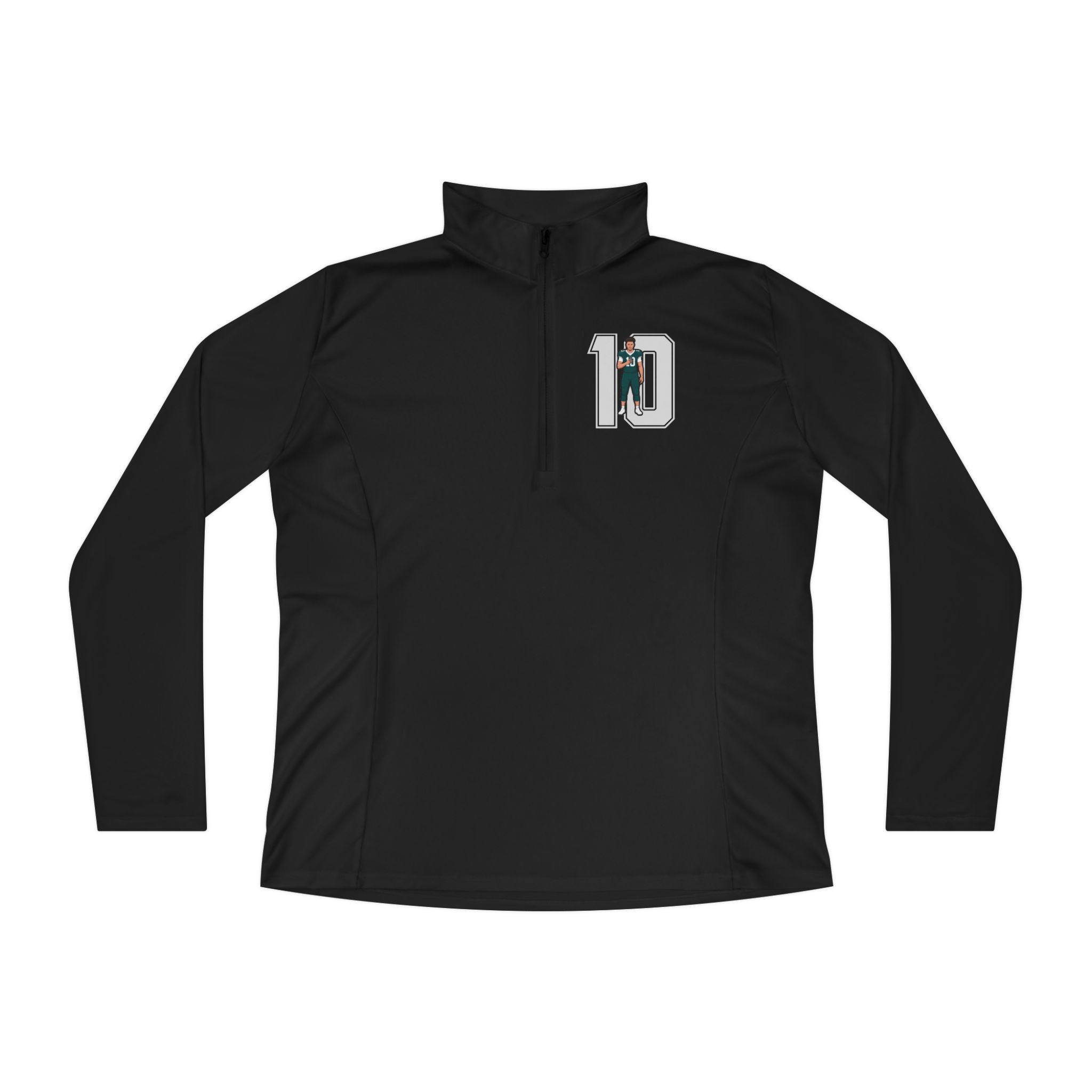 Women's Q-Zip Pullover — character_number in Black