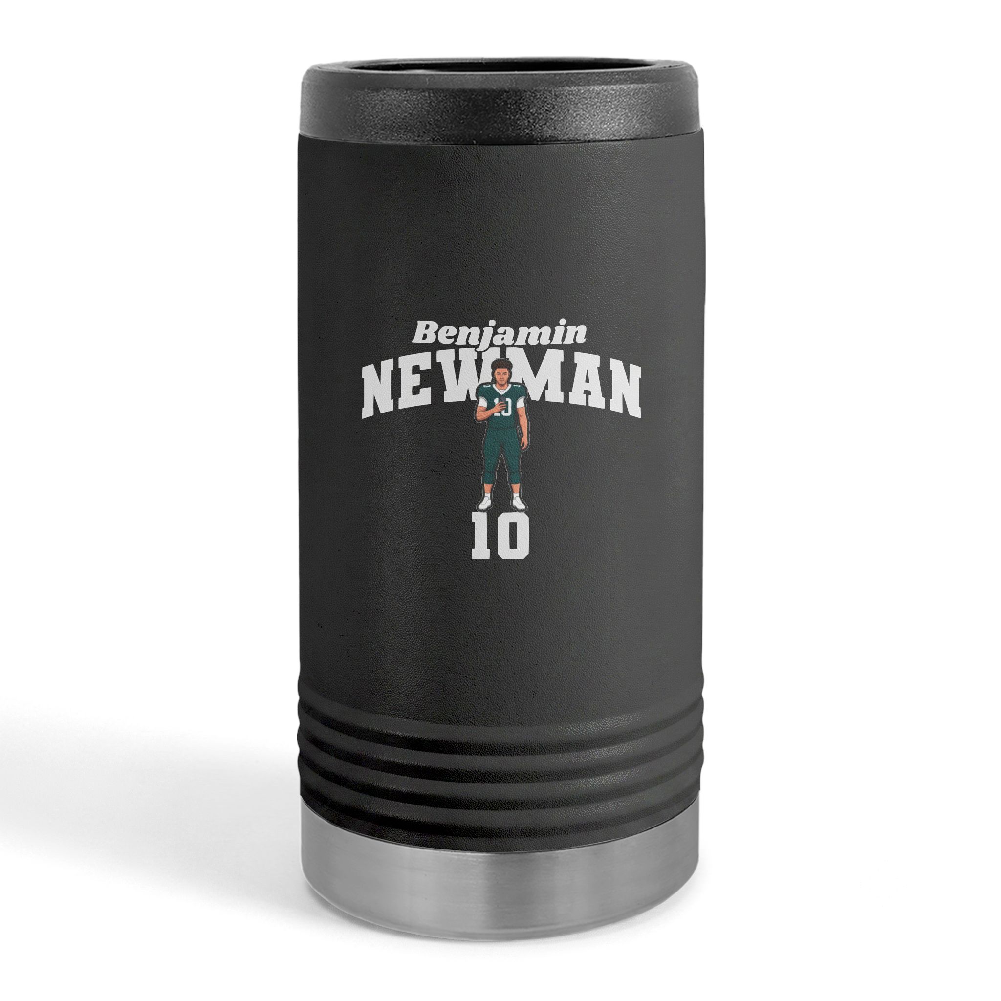 Slim Stainless Can Cooler — character_signature_arch in Black