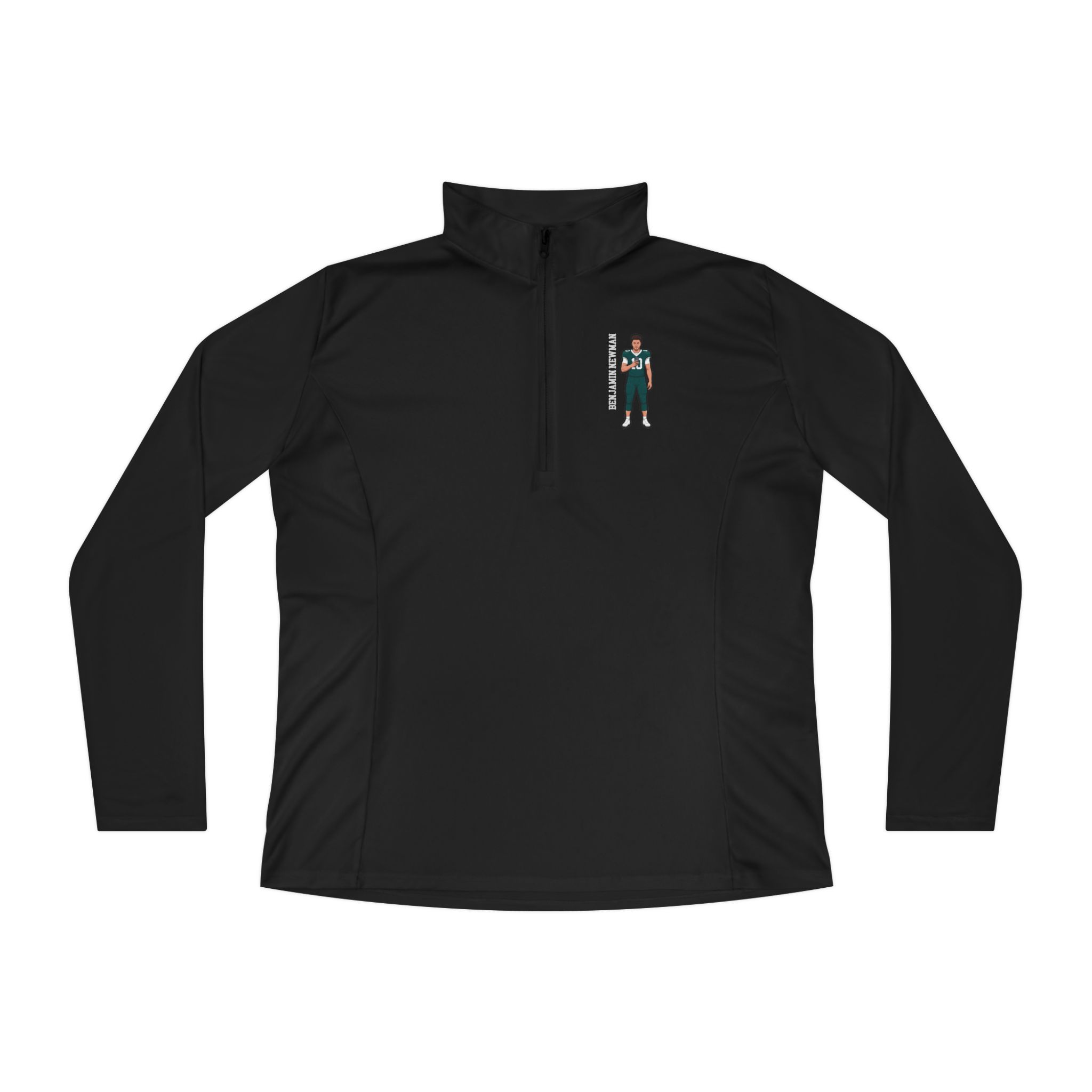 Women's Q-Zip Pullover — character_name_vertical in Black