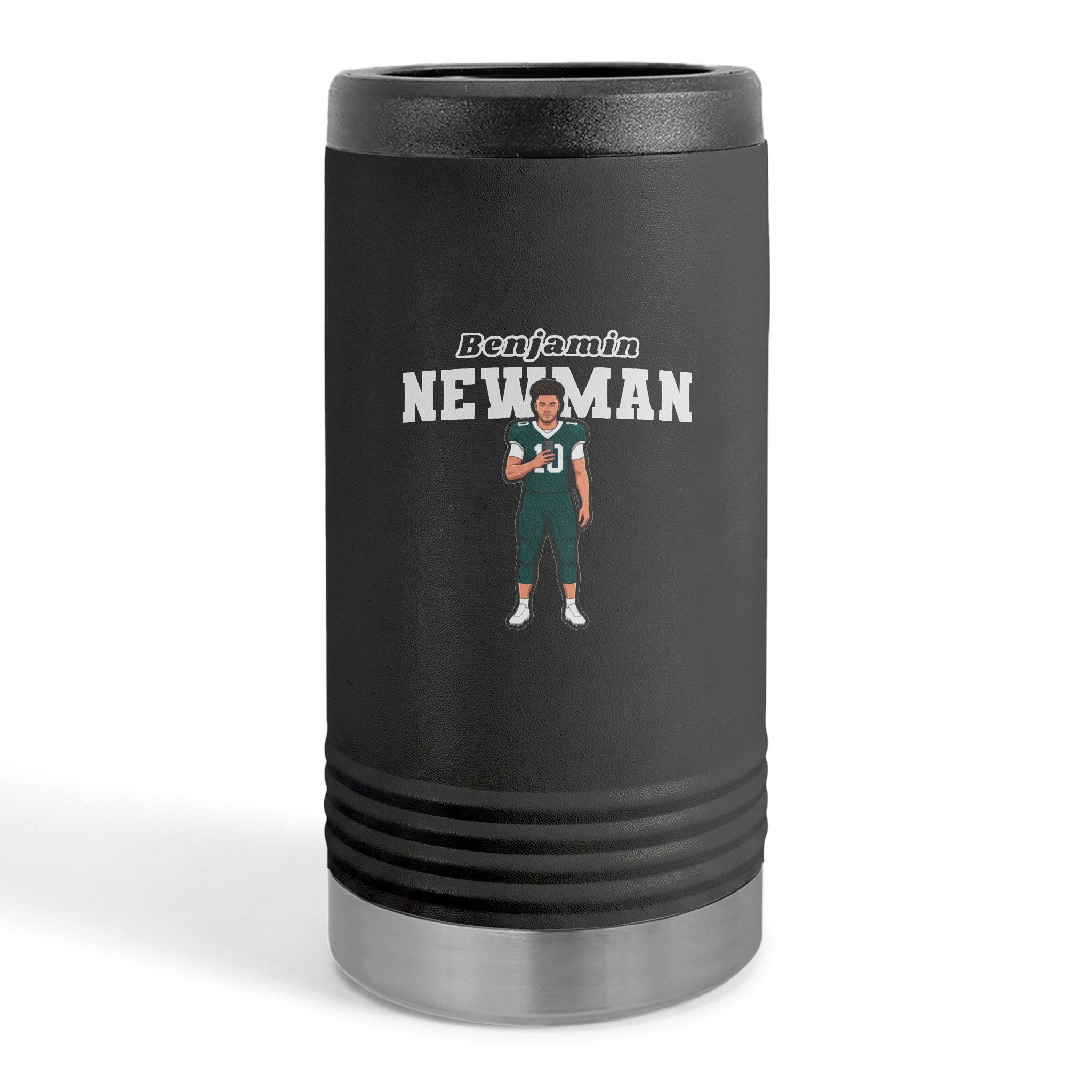 Slim Stainless Can Cooler — character_name_arch in Black