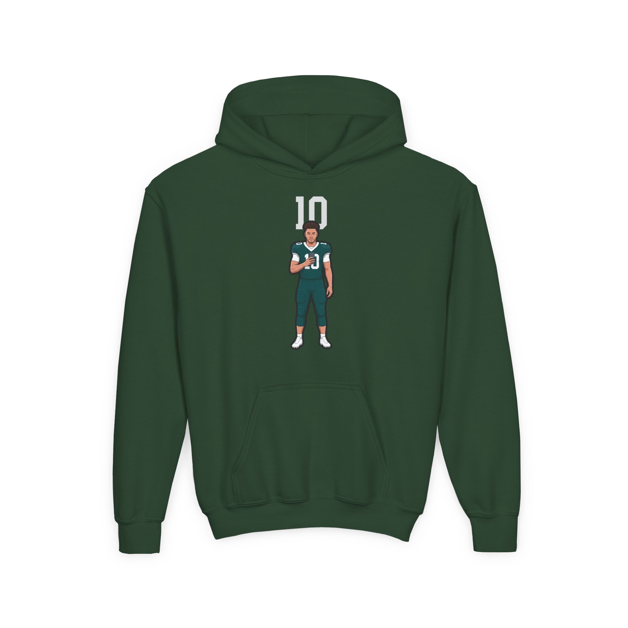 Youth Hoodie — character_number_top in Green