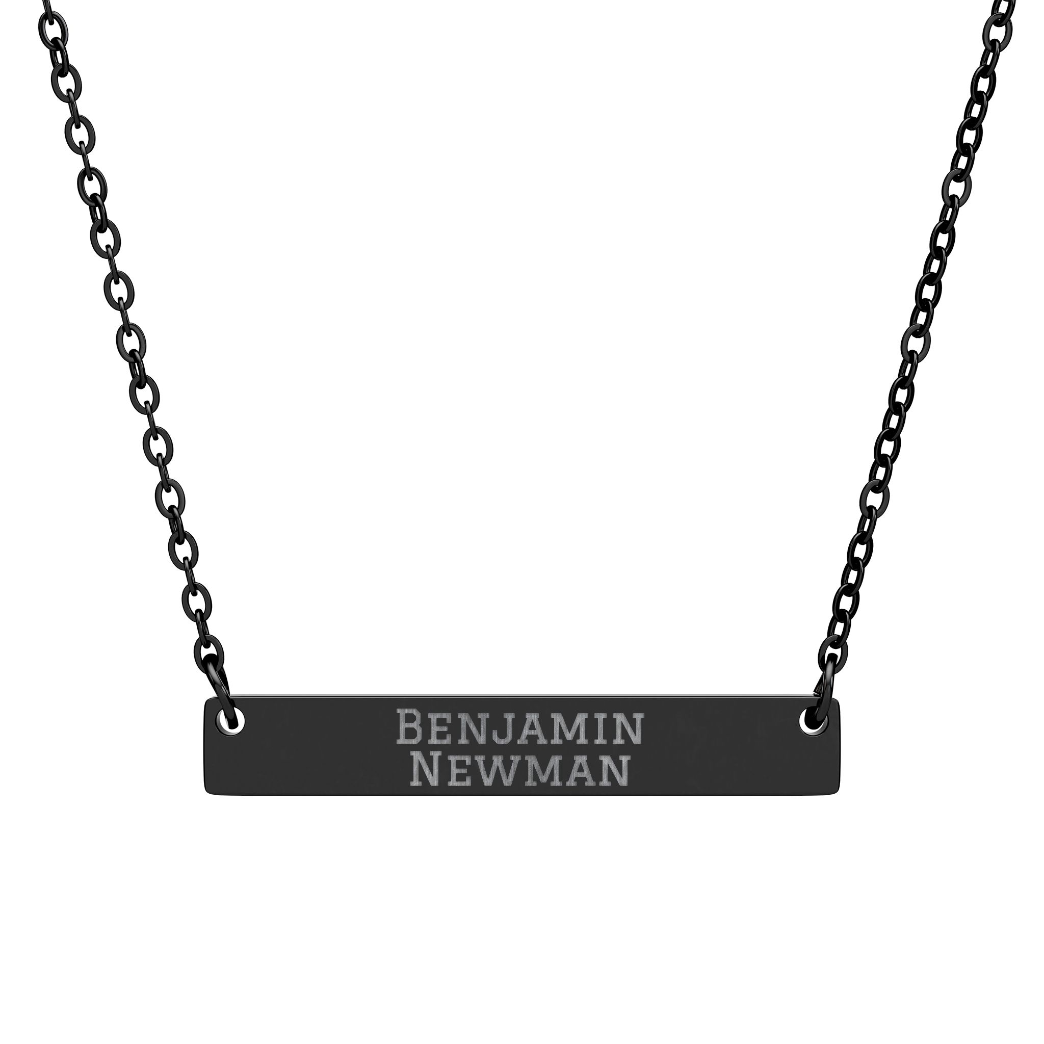 Engraved Bar Necklace — Classic in Black