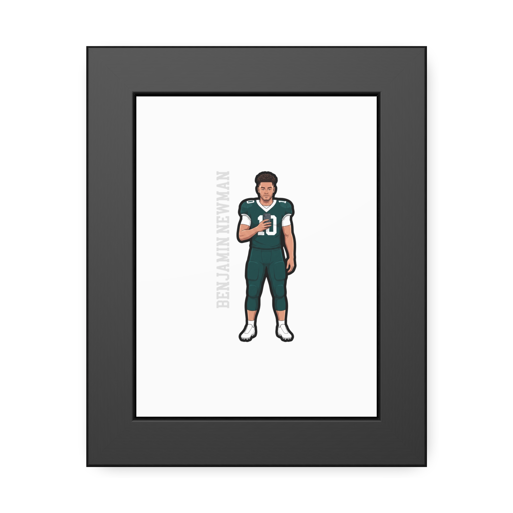 Framed Poster — character_name_vertical in Black
