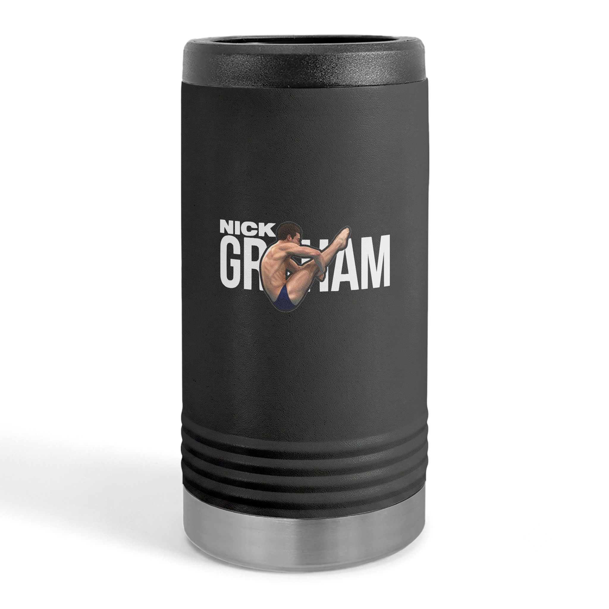 Slim Stainless Can Cooler — character_player_name in Black