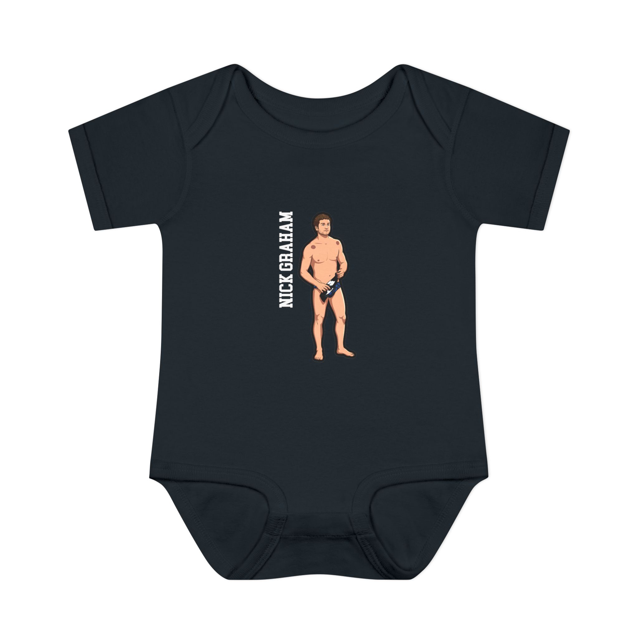 Baby Onesie — character_name_vertical in Black