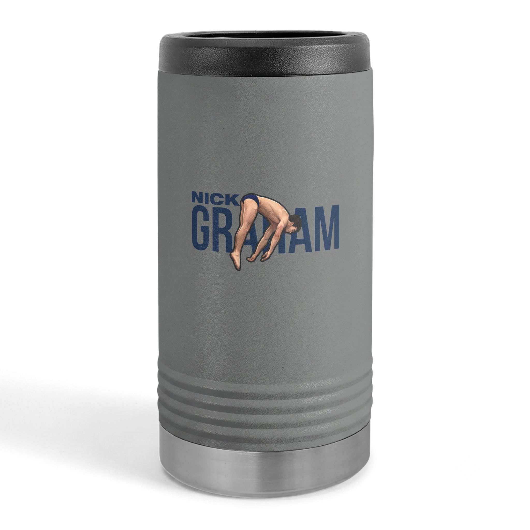 Slim Stainless Can Cooler — character_player_name in Grey