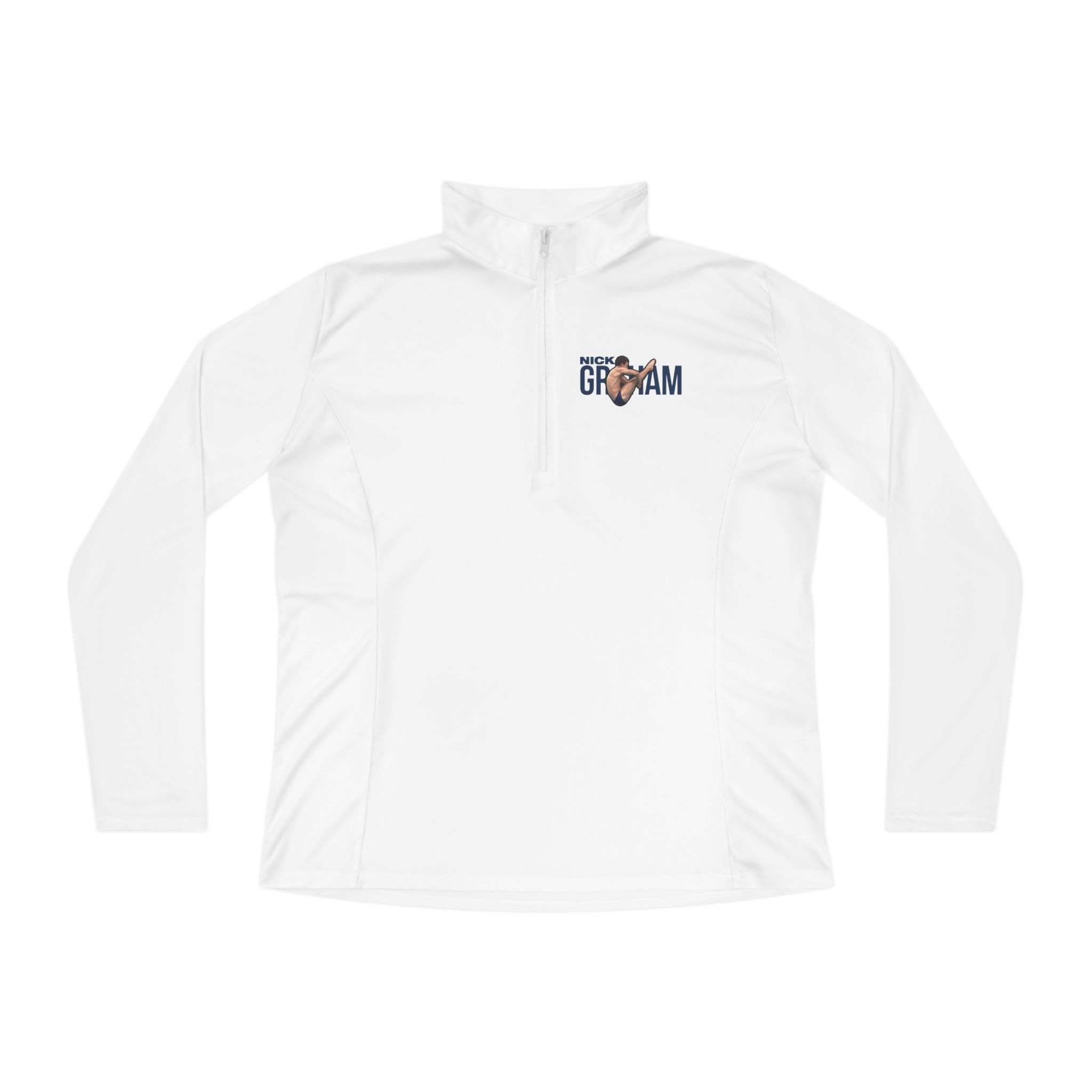 Women's Q-Zip Pullover — character_player_name in White