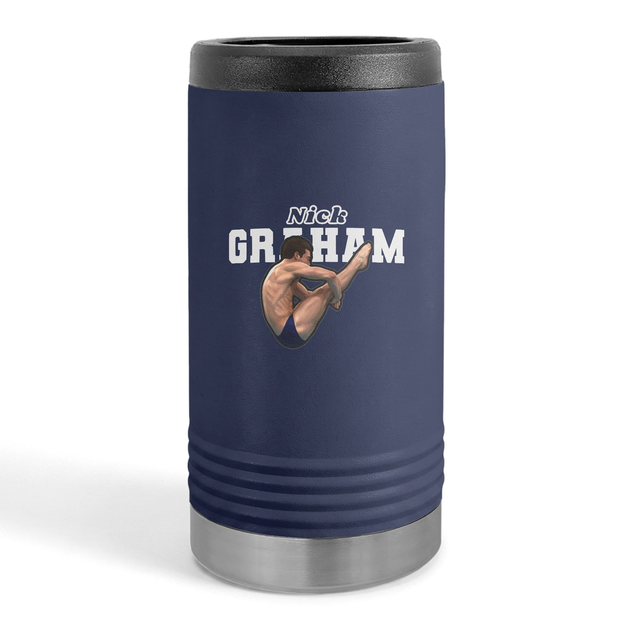 Slim Stainless Can Cooler — character_name_arch in Navy