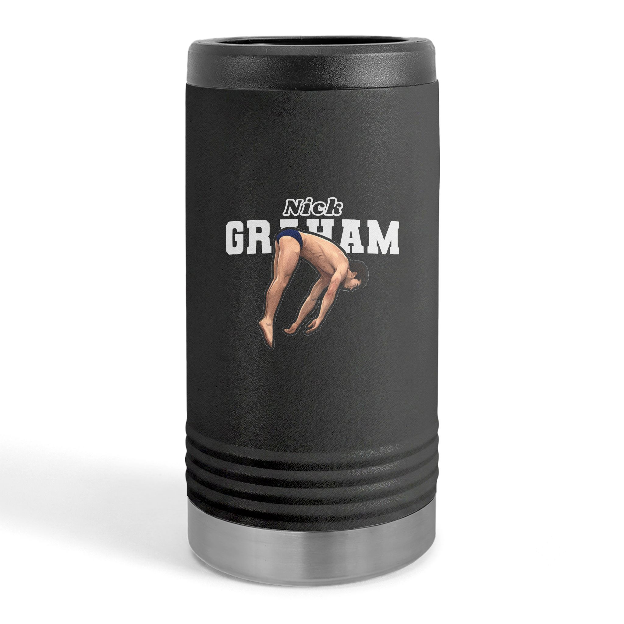 Slim Stainless Can Cooler — character_name_arch in Black