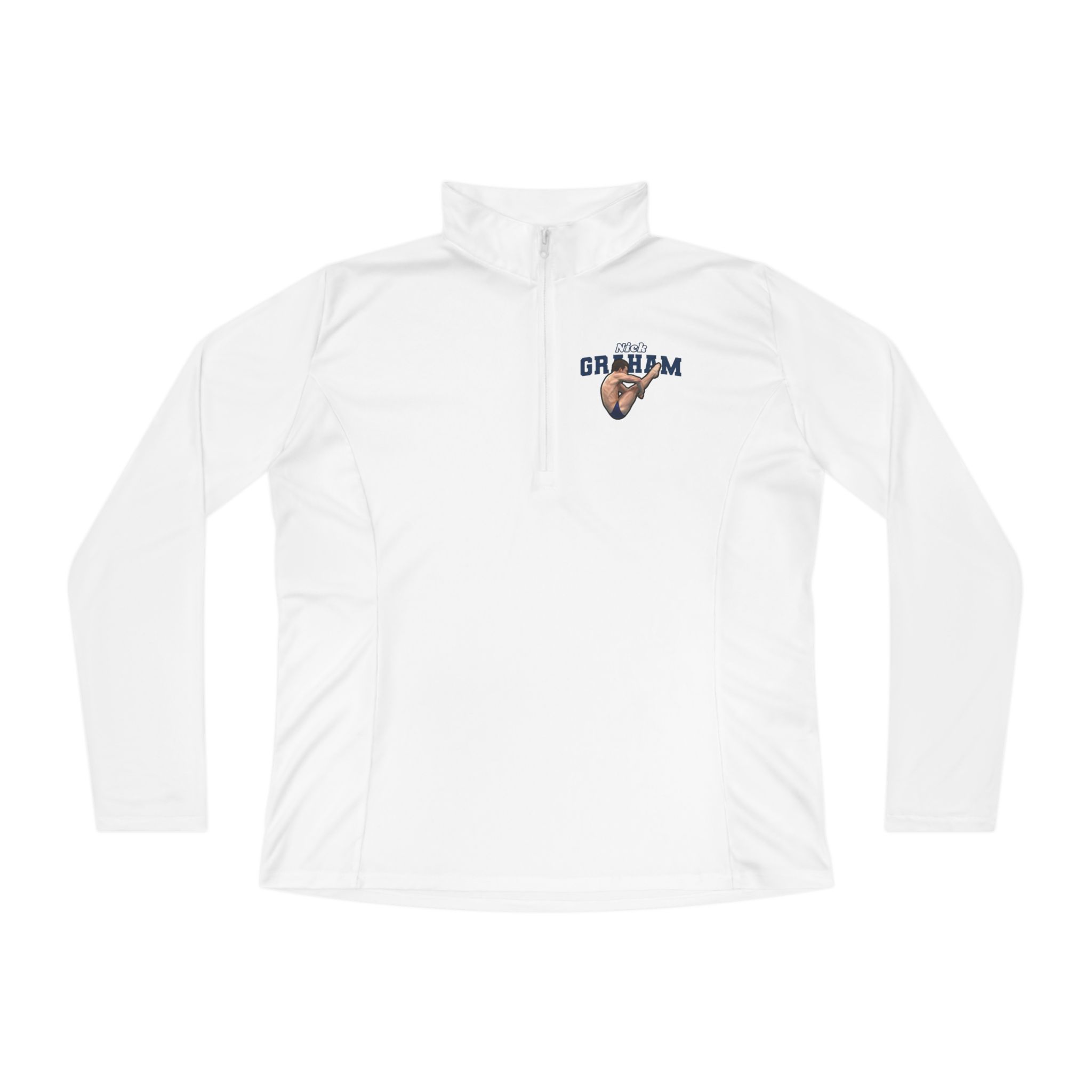 Women's Q-Zip Pullover — character_name_arch in White