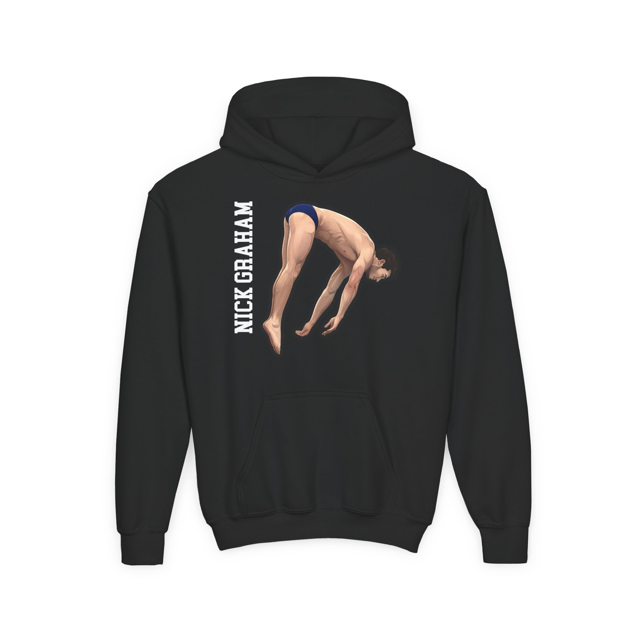 Youth Hoodie — character_name_vertical in Black