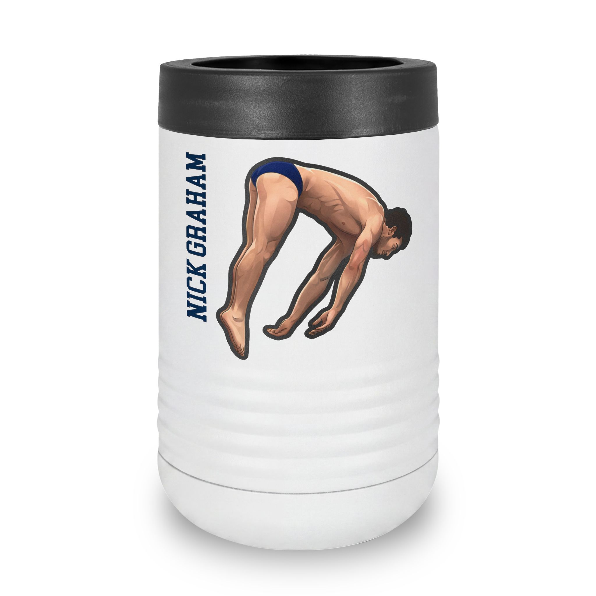Stainless Can Cooler — character_name_vertical in White