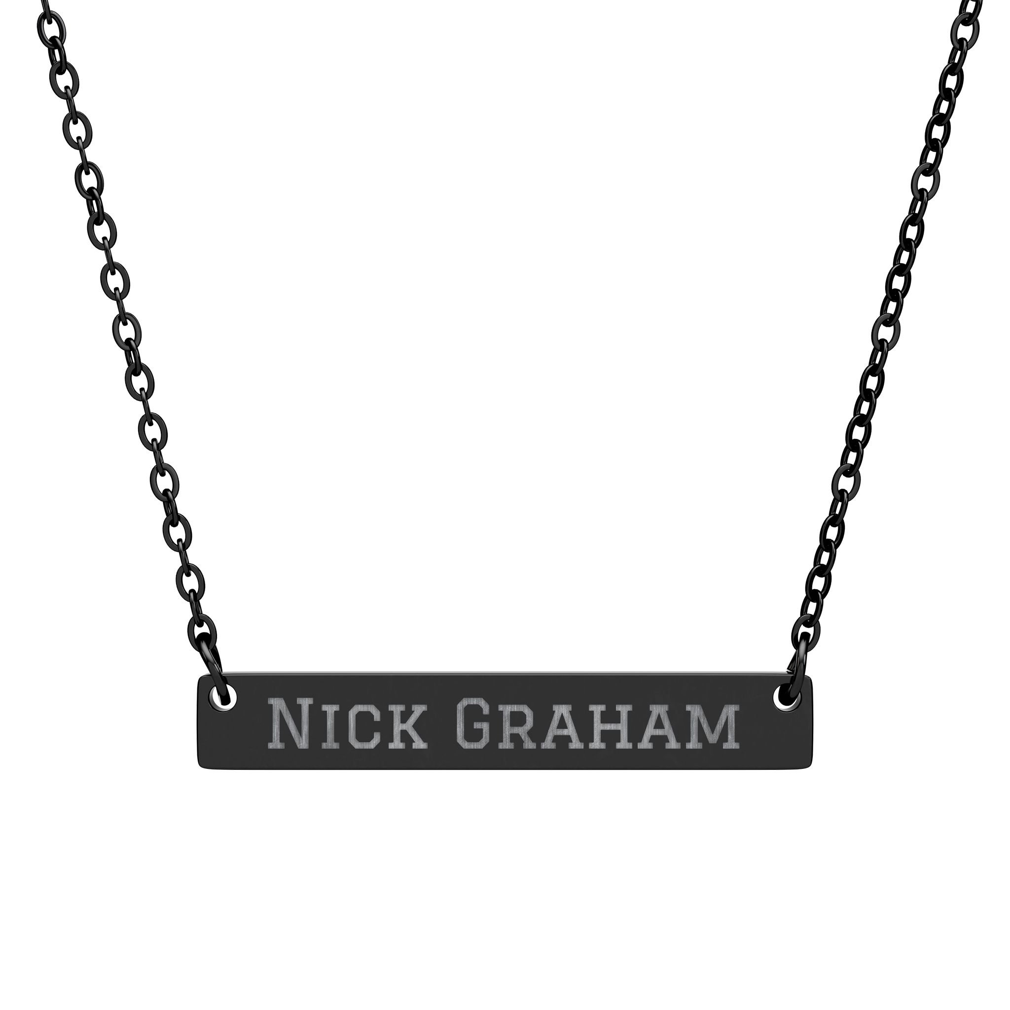 Engraved Bar Necklace — Classic in Black