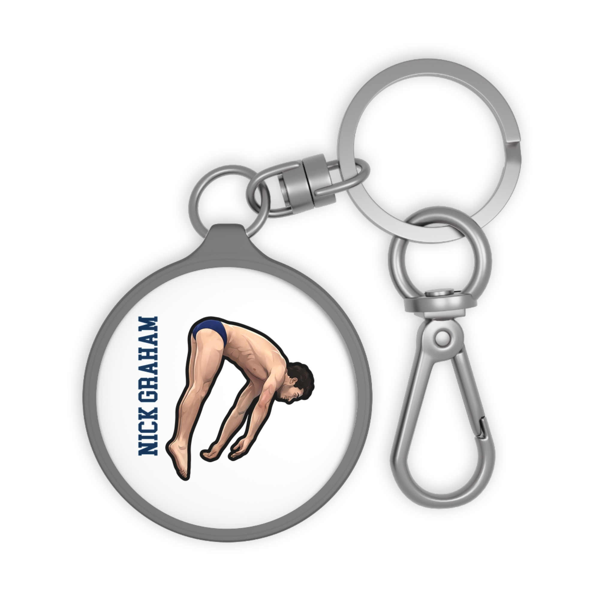 Keychain — character_name_vertical in Grey