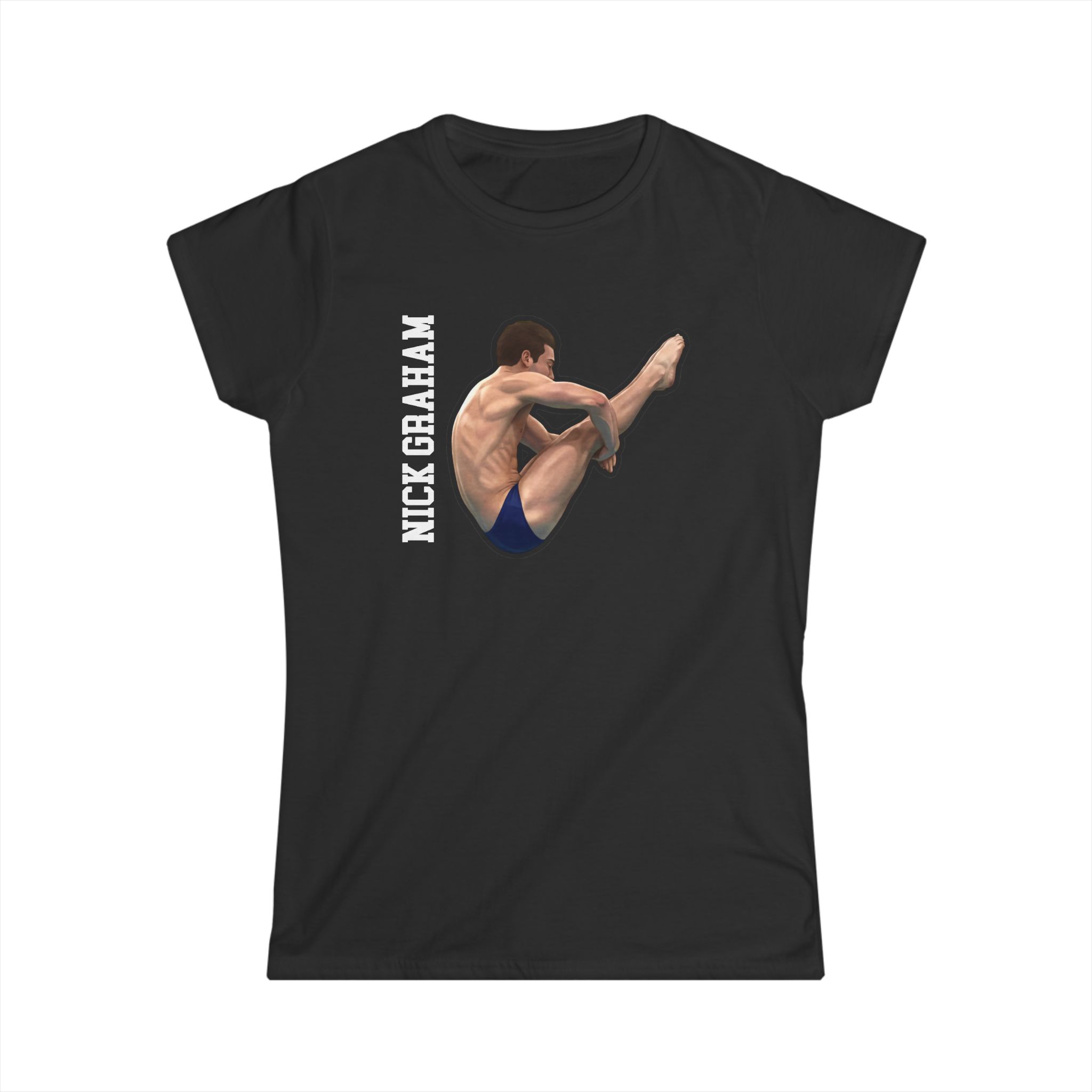 Women's Softstyle Tee — character_name_vertical in Black