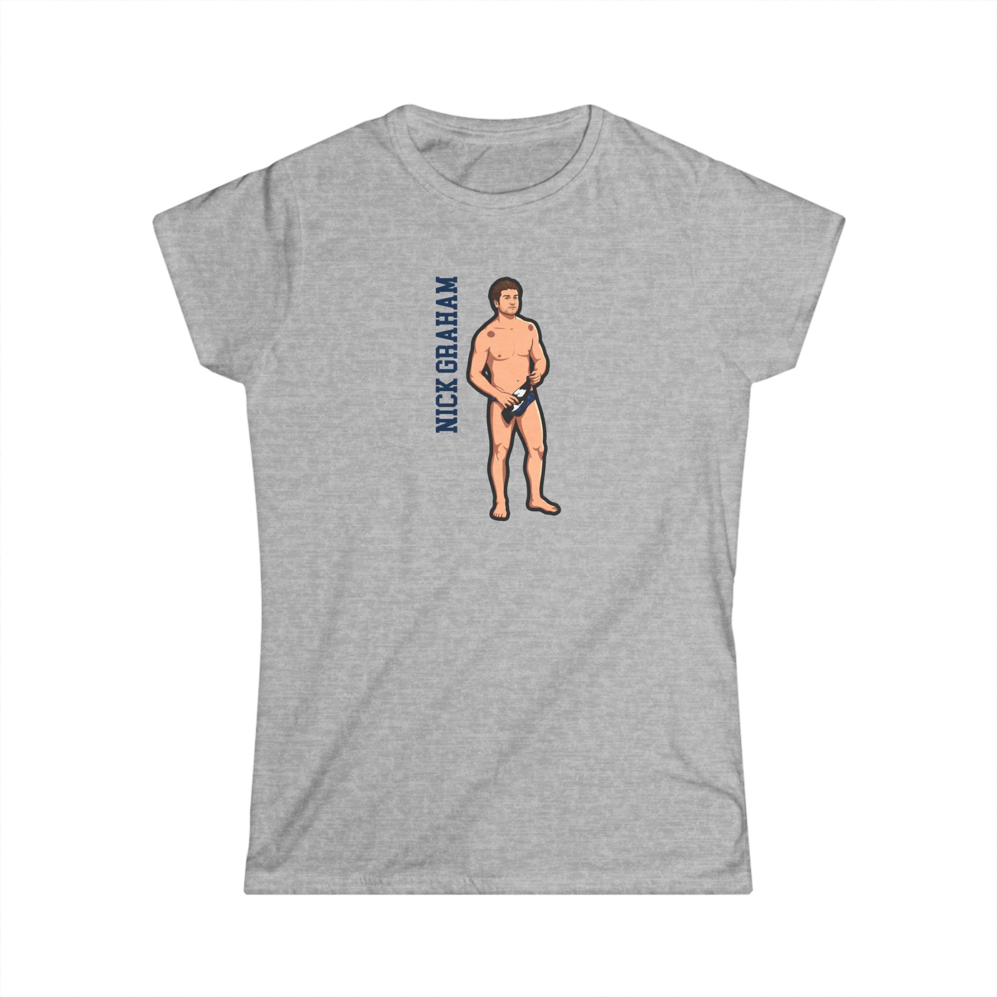 Women's Softstyle Tee — character_name_vertical in Grey