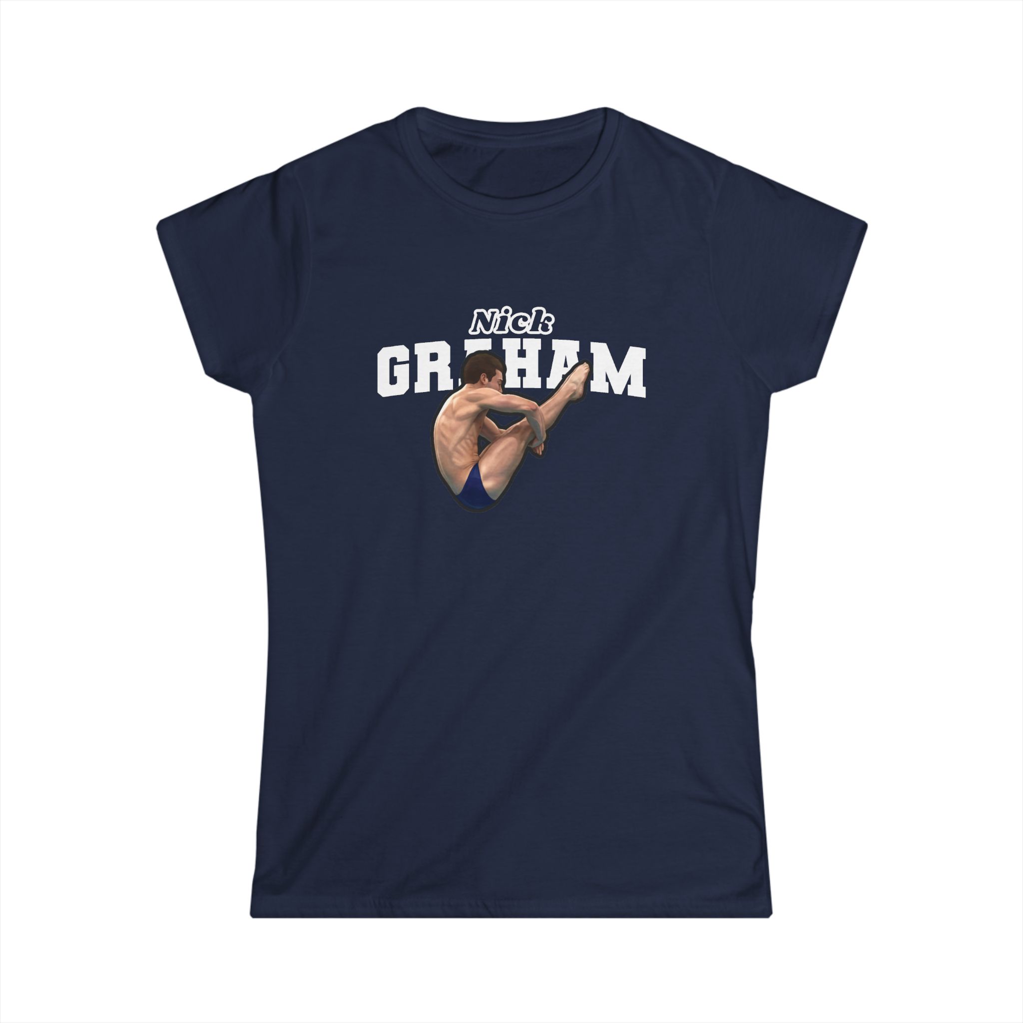Women's Softstyle Tee — character_name_arch in Navy