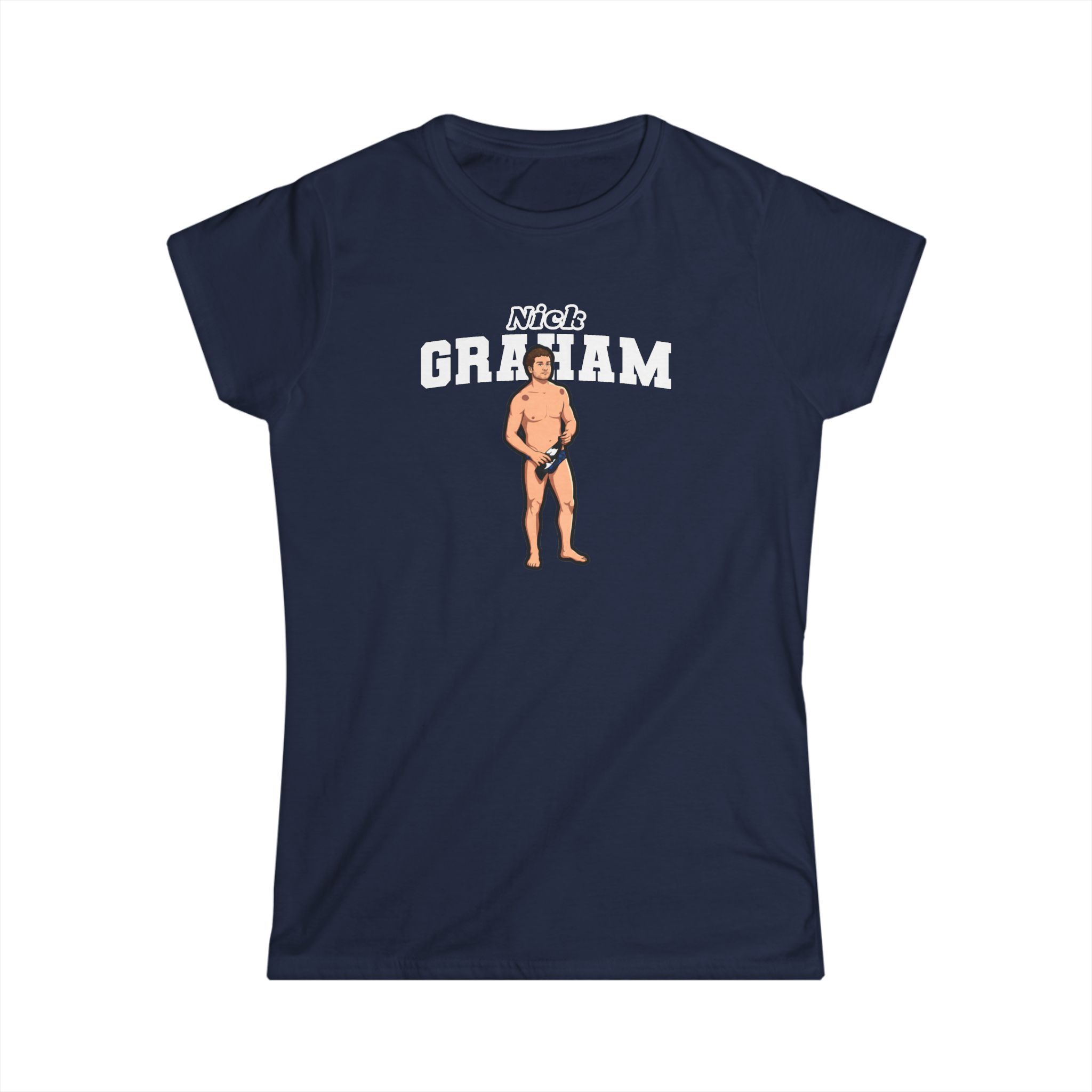 Women's Softstyle Tee — character_name_arch in Navy