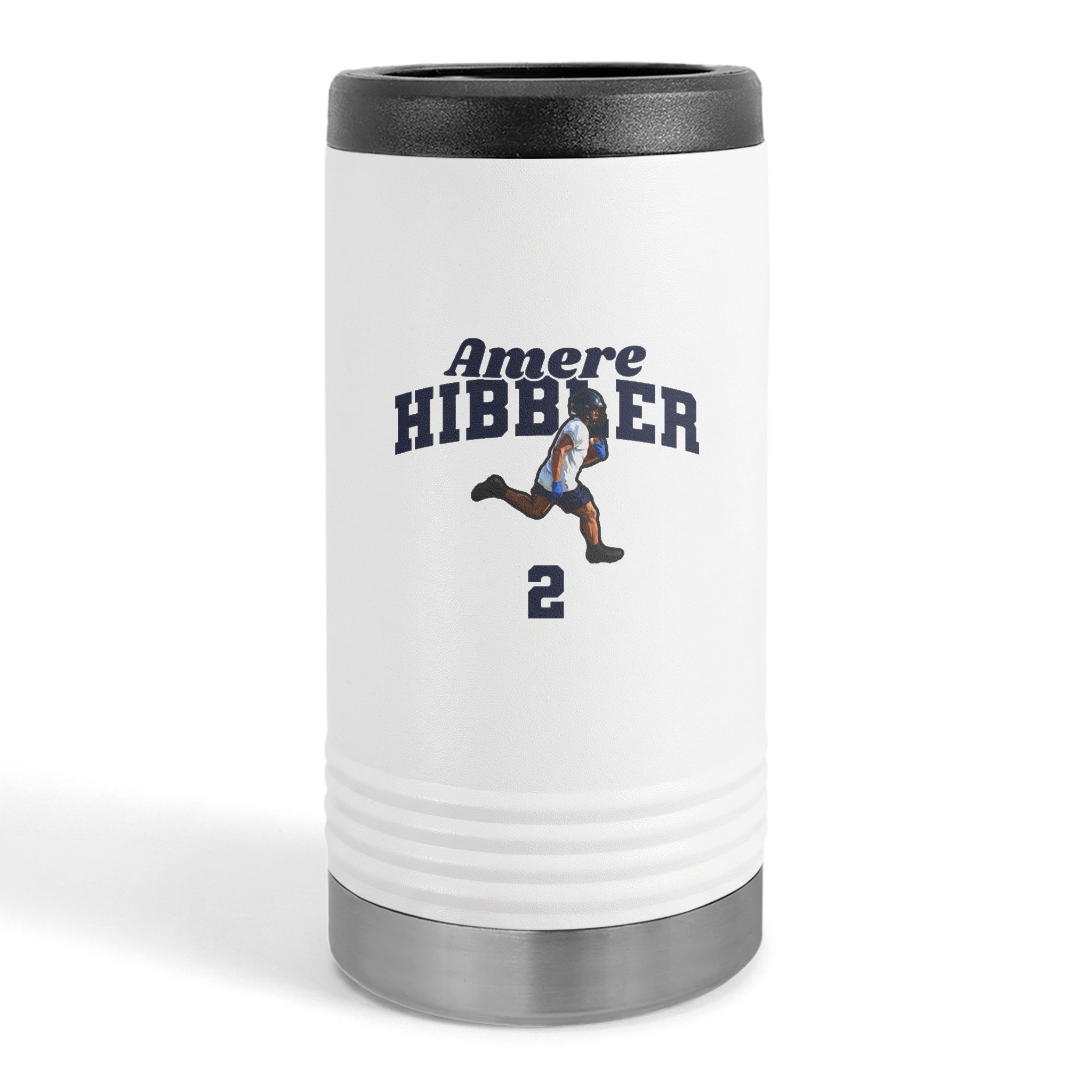 Slim Stainless Can Cooler — character_signature_arch in White