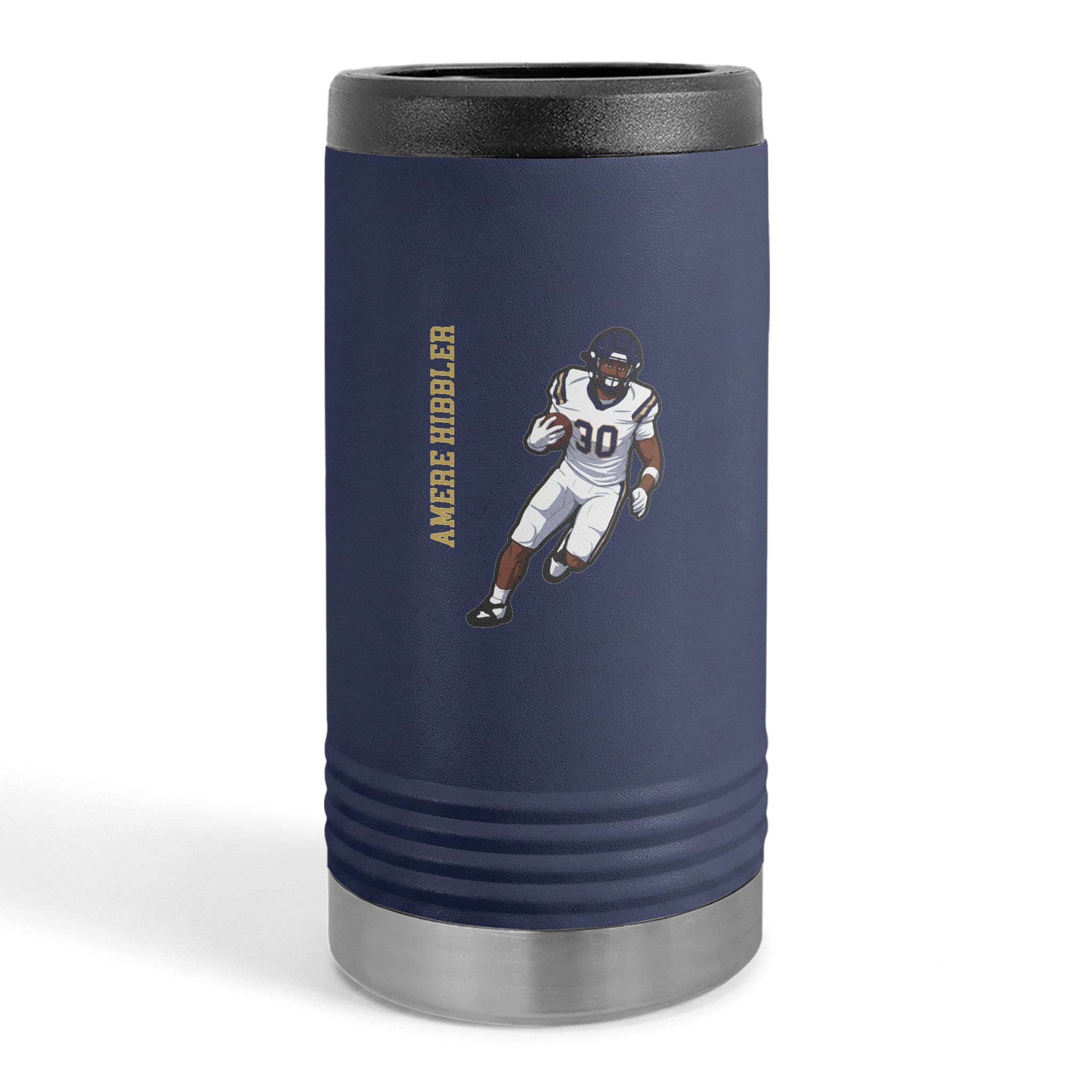 Slim Stainless Can Cooler — character_name_vertical in Navy