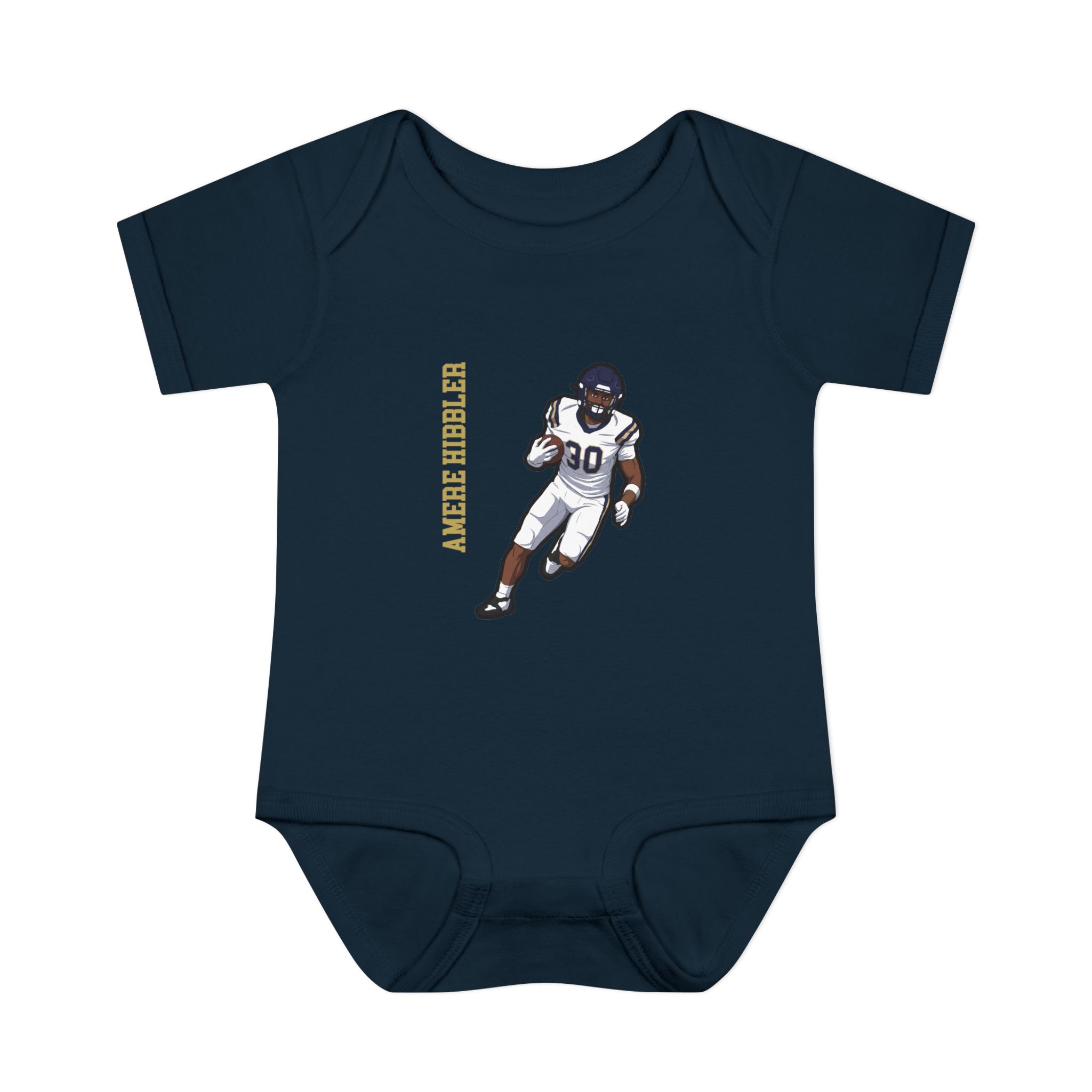 Baby Onesie — character_name_vertical in Navy