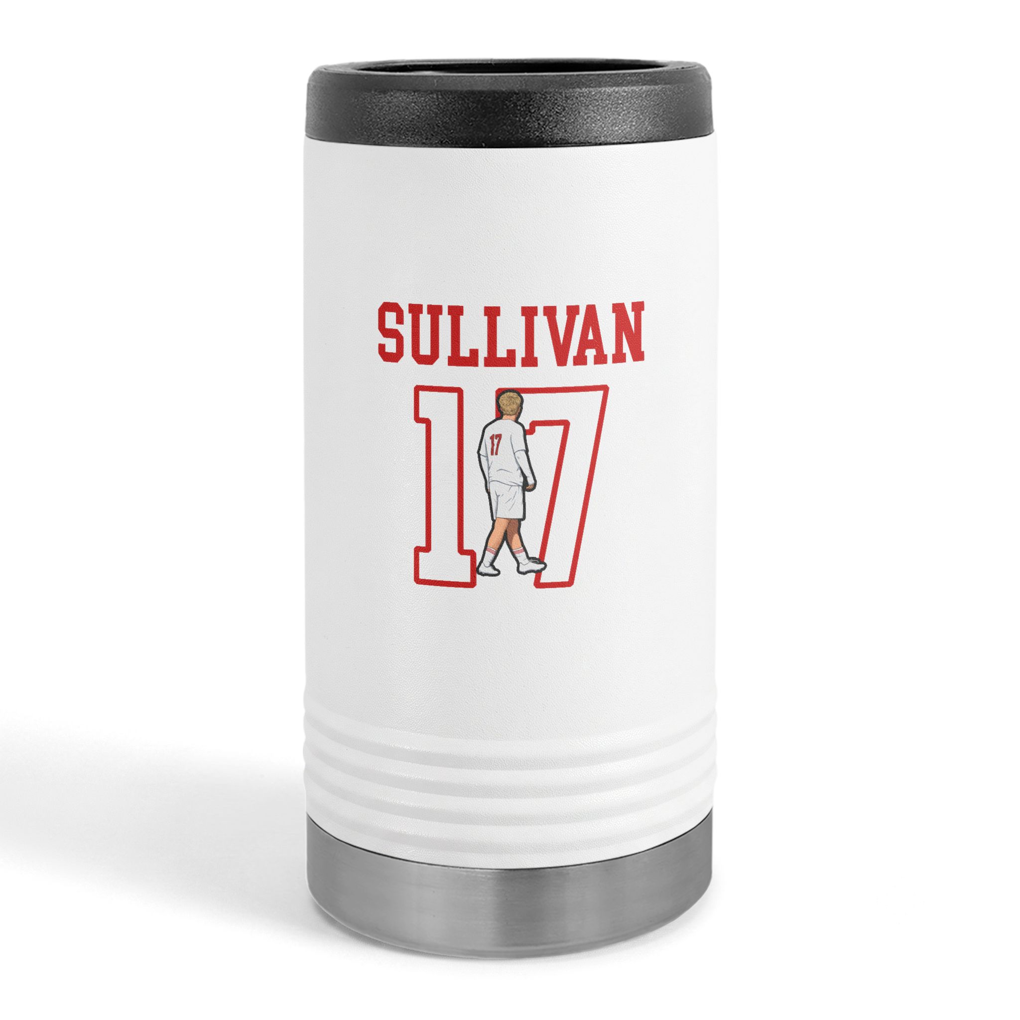 Slim Stainless Can Cooler — character_shirsey in White