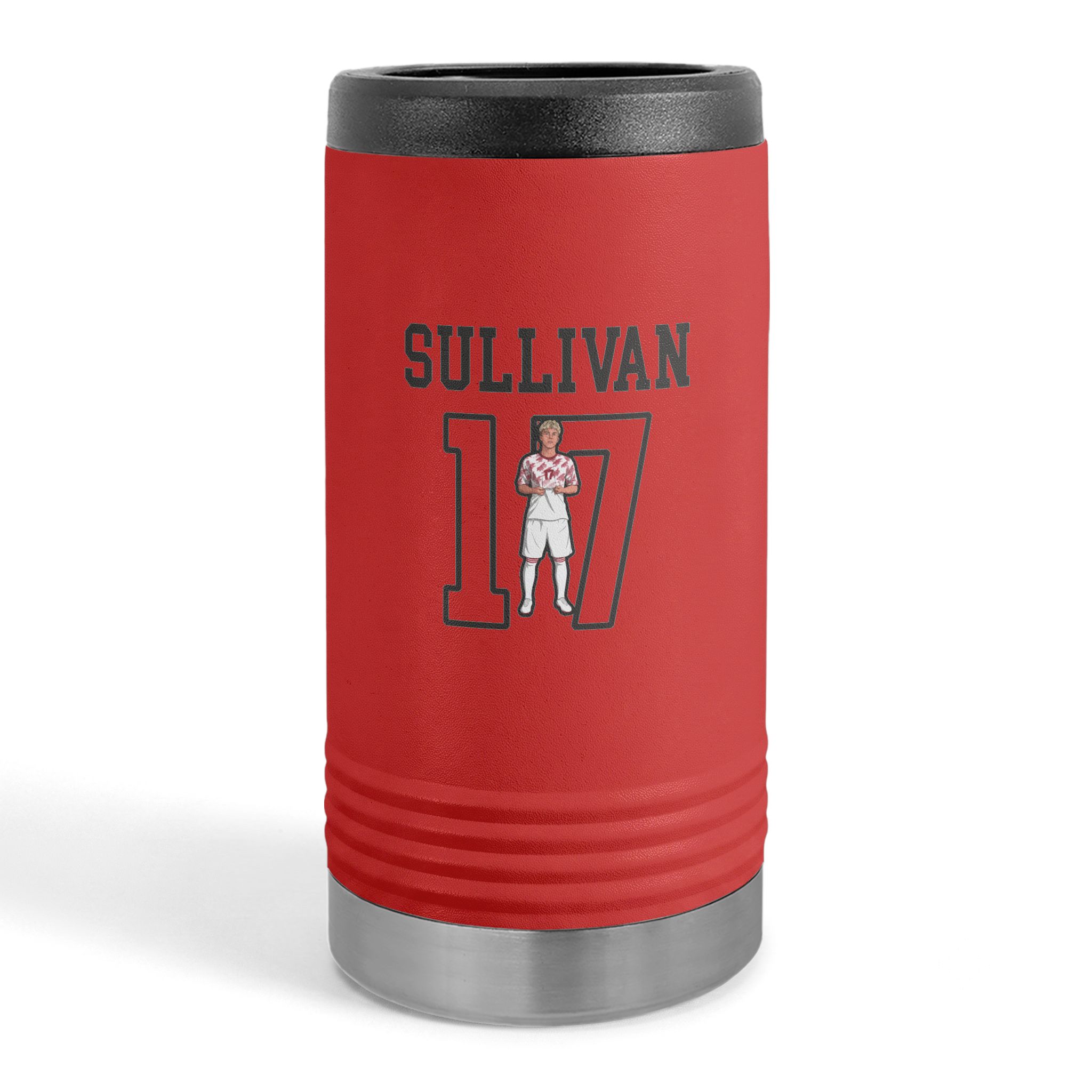 Slim Stainless Can Cooler — character_shirsey in Red