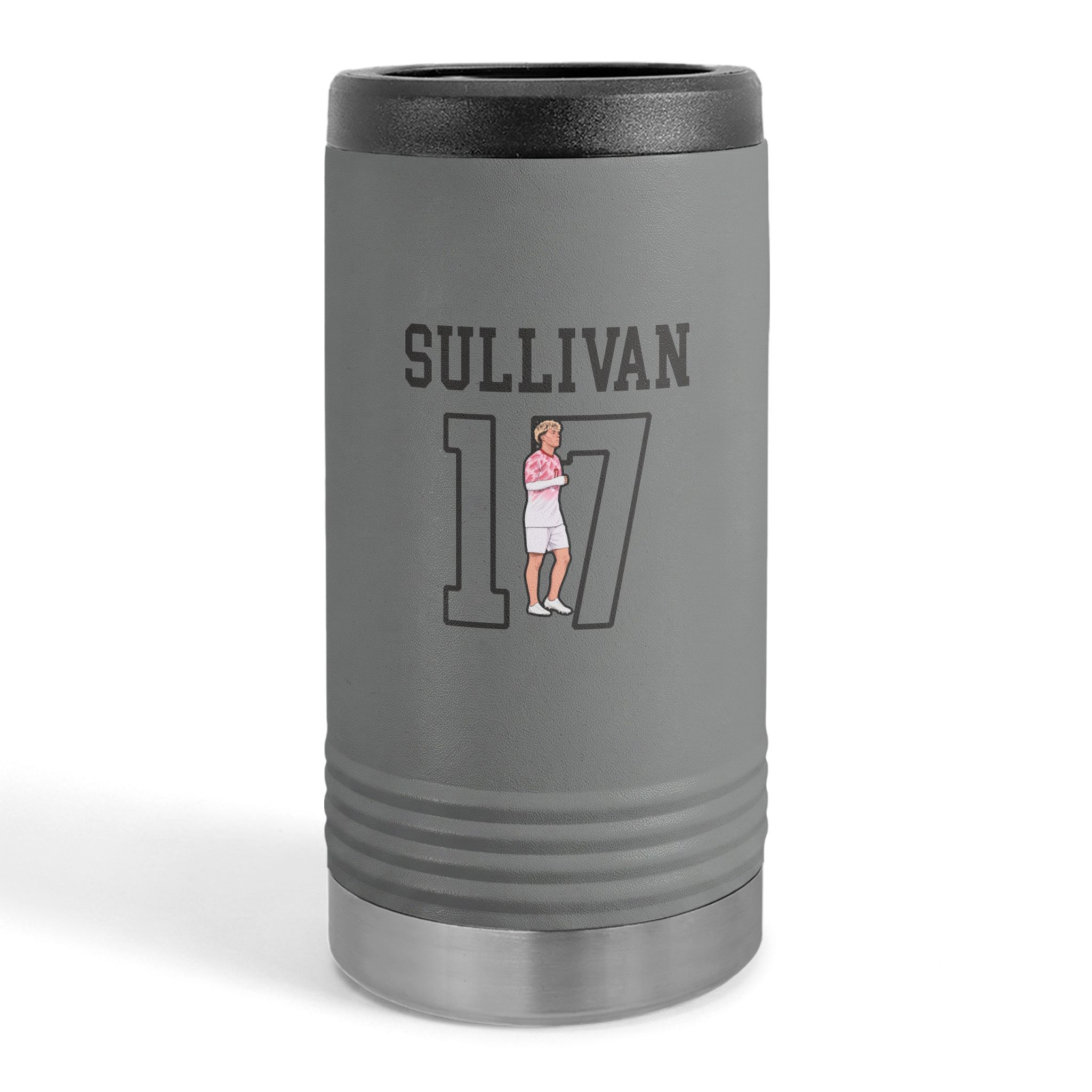 Slim Stainless Can Cooler — character_shirsey in Grey