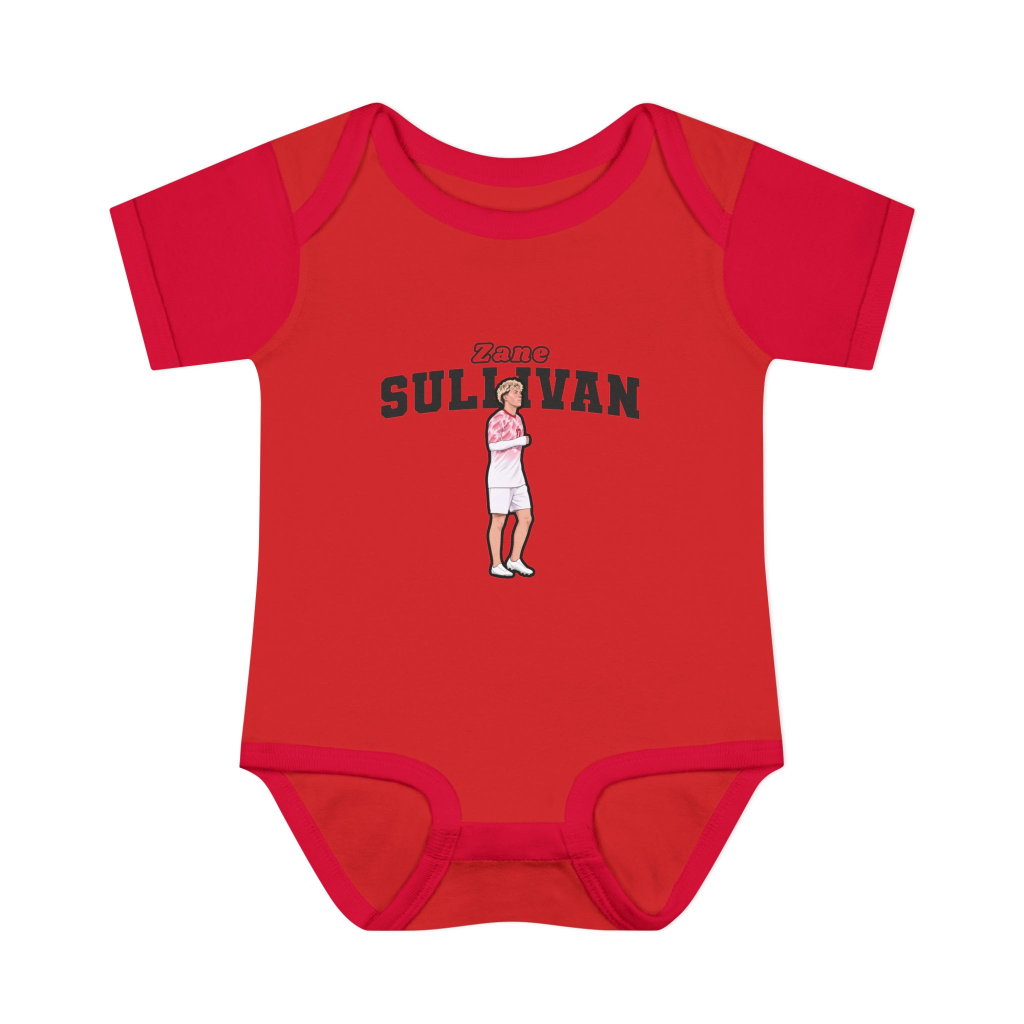 Baby Onesie — character_name_arch in Red