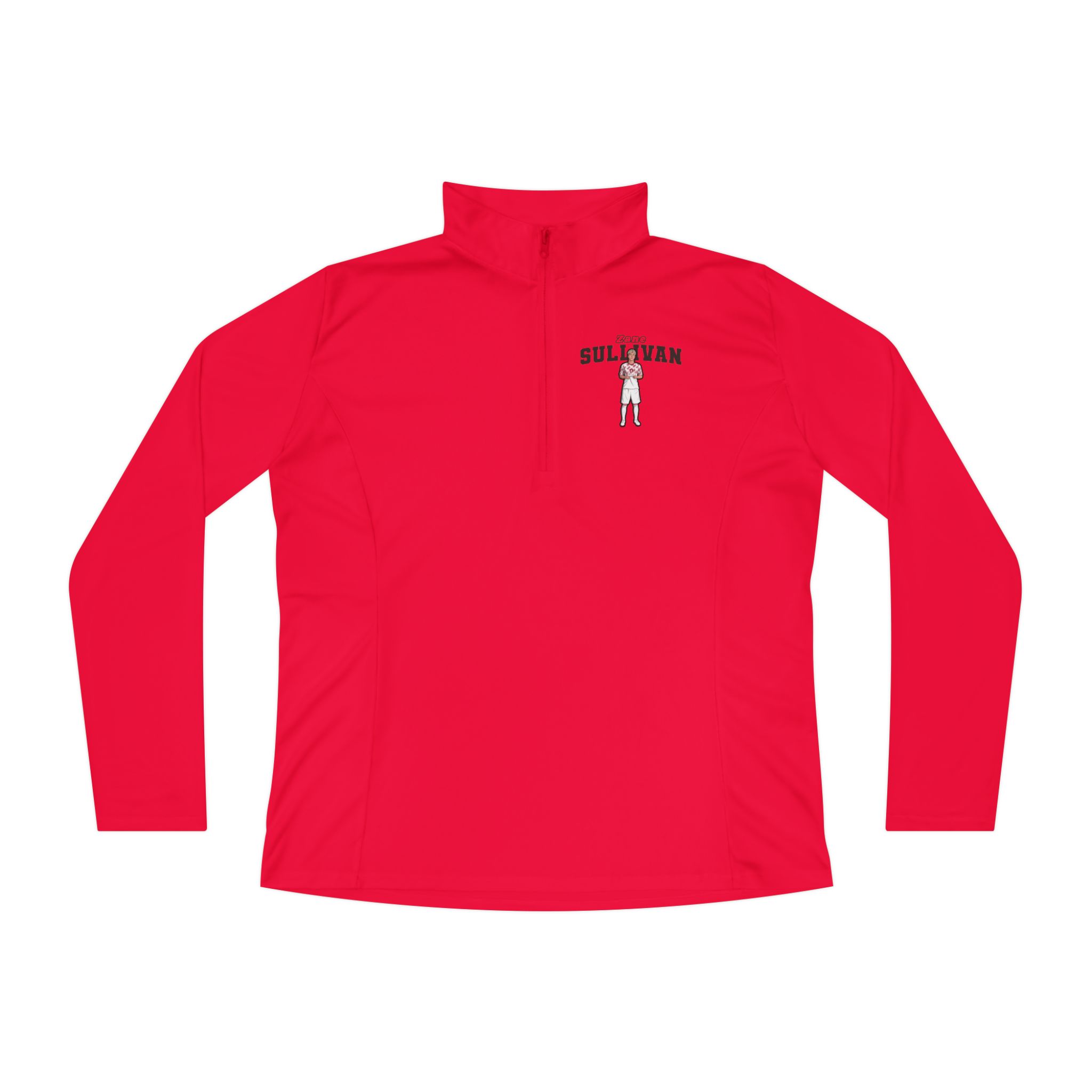 Women's Q-Zip Pullover — character_name_arch in Red
