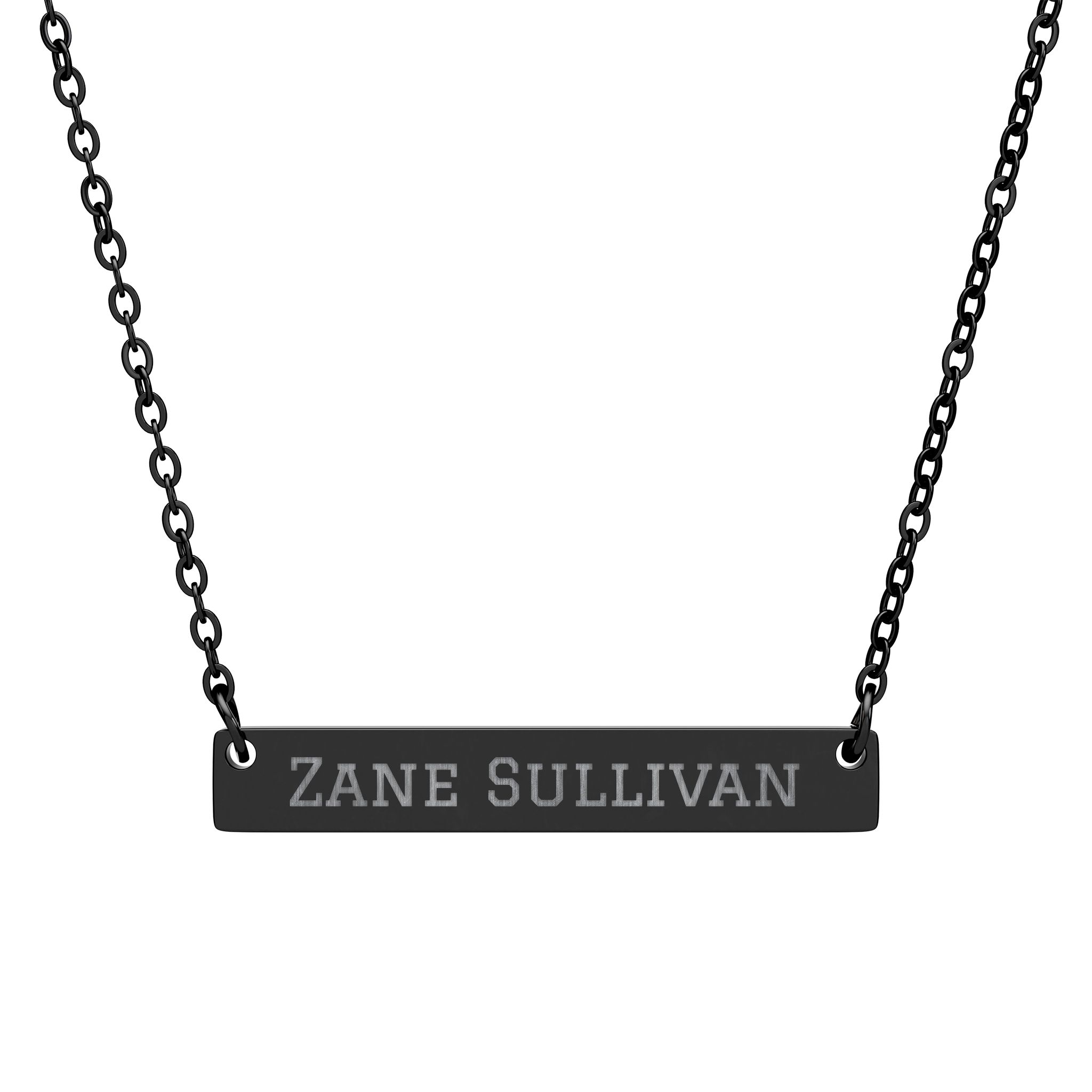 Engraved Bar Necklace — Classic in Black