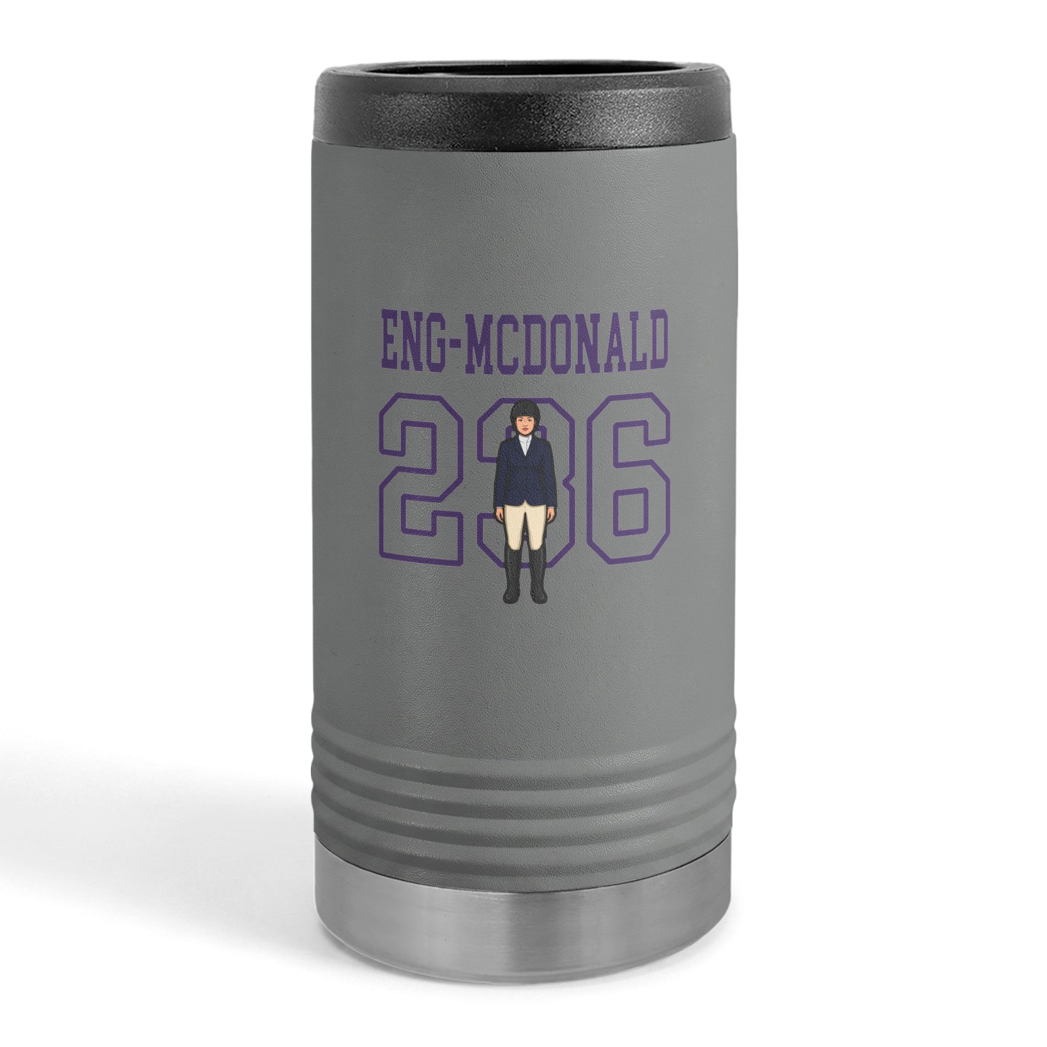Slim Stainless Can Cooler — character_shirsey in Grey