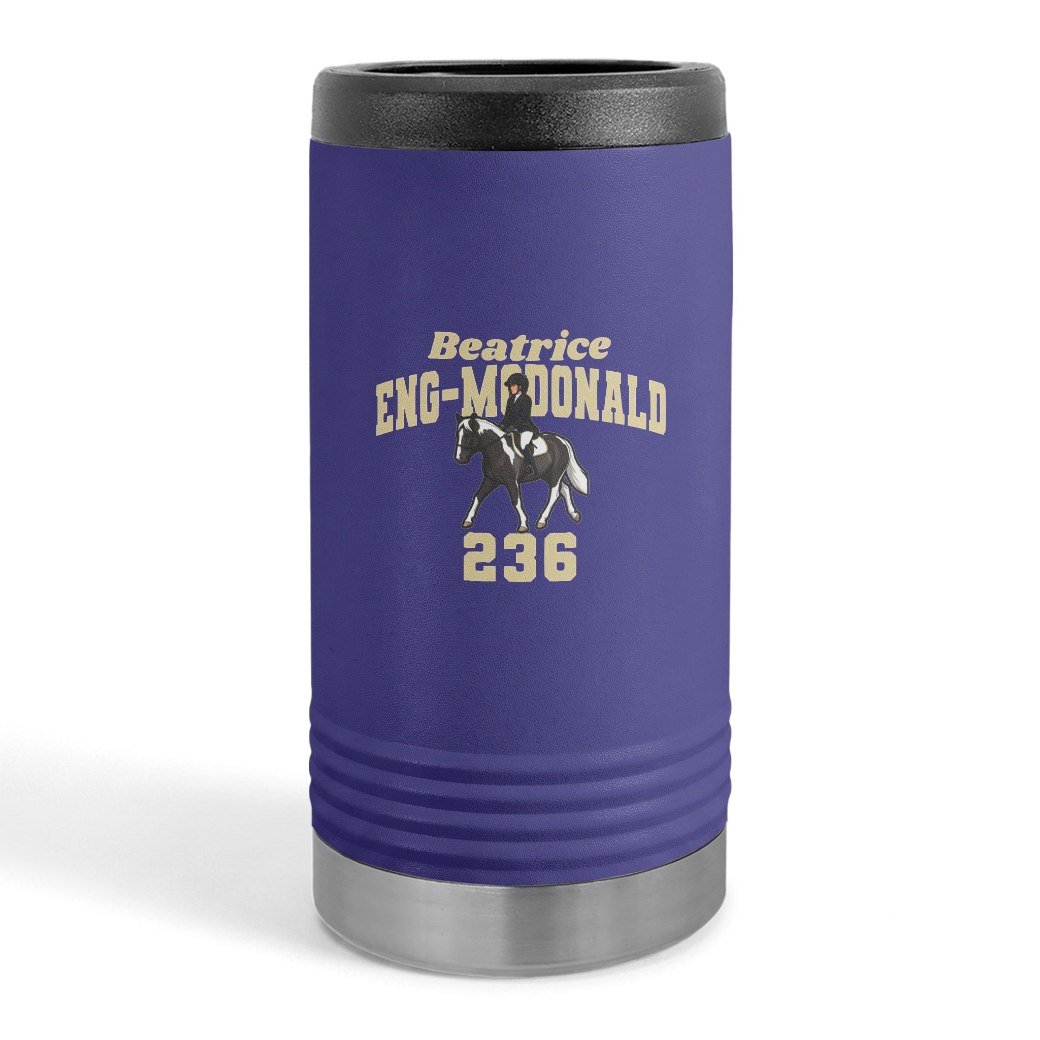 Slim Stainless Can Cooler — character_signature_arch in Purple