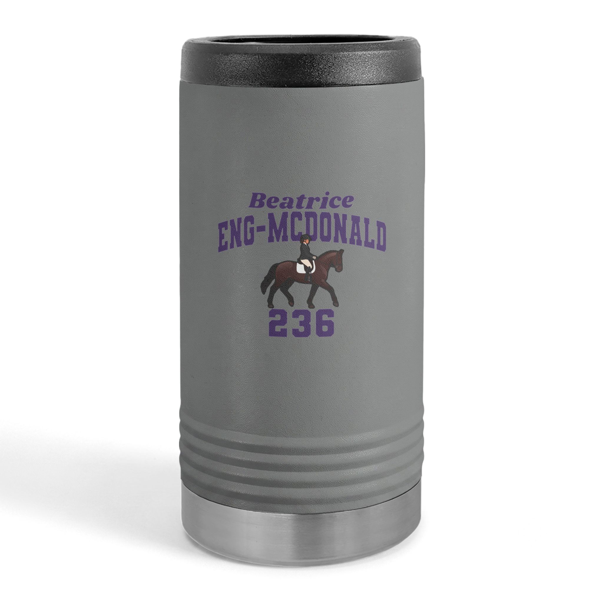 Slim Stainless Can Cooler — character_signature_arch in Grey