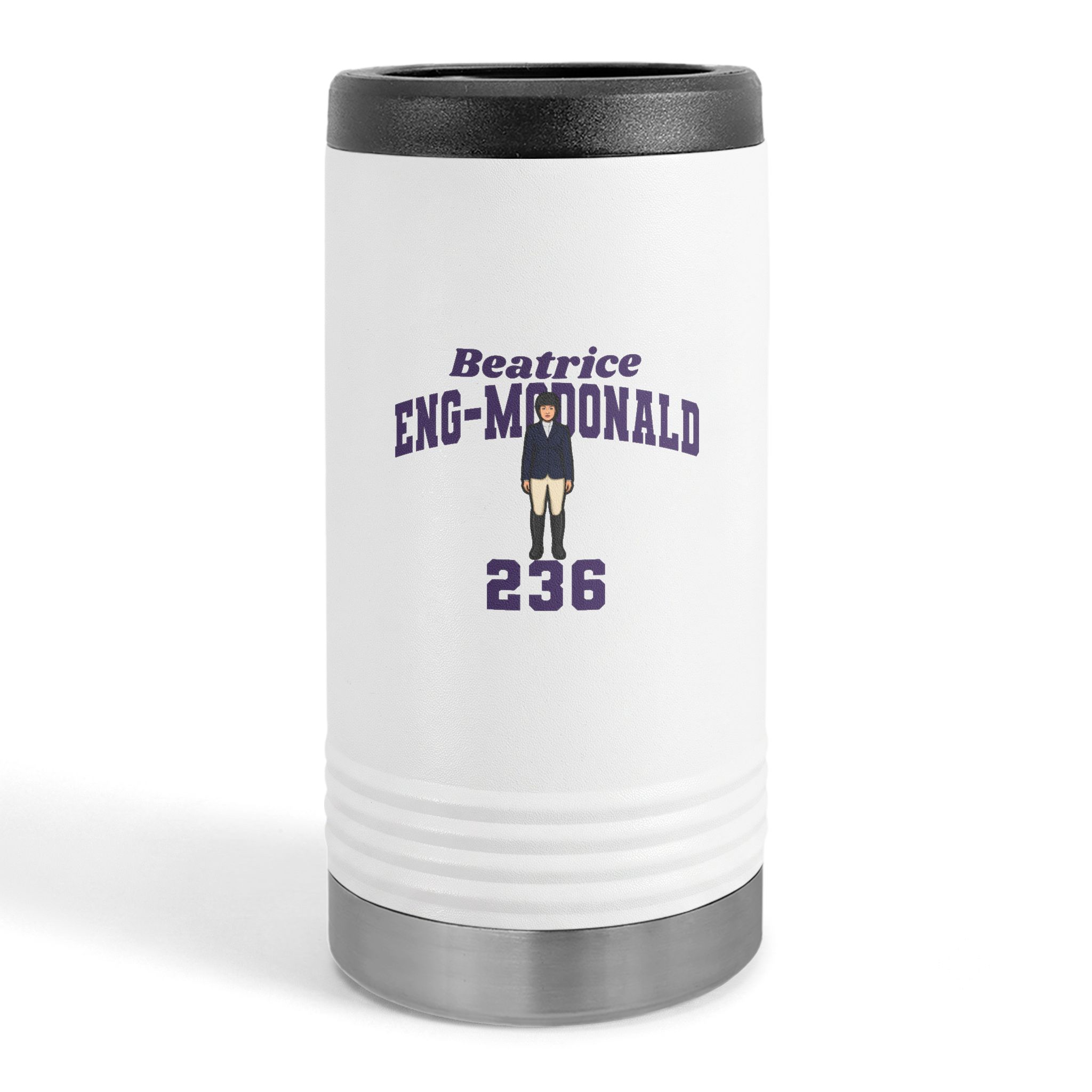 Slim Stainless Can Cooler — character_signature_arch in White