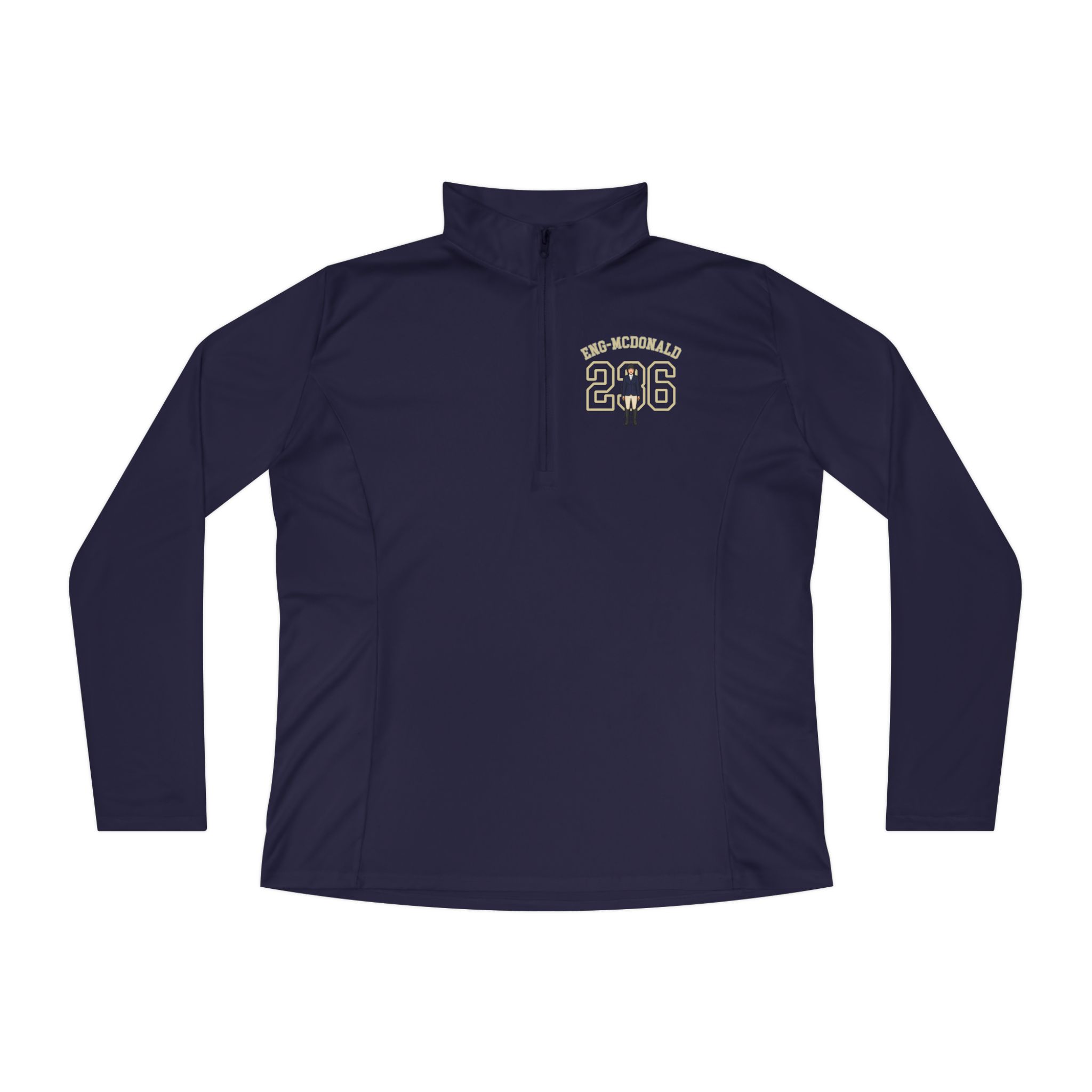 Women's Q-Zip Pullover — character_shirsey_arch in Navy