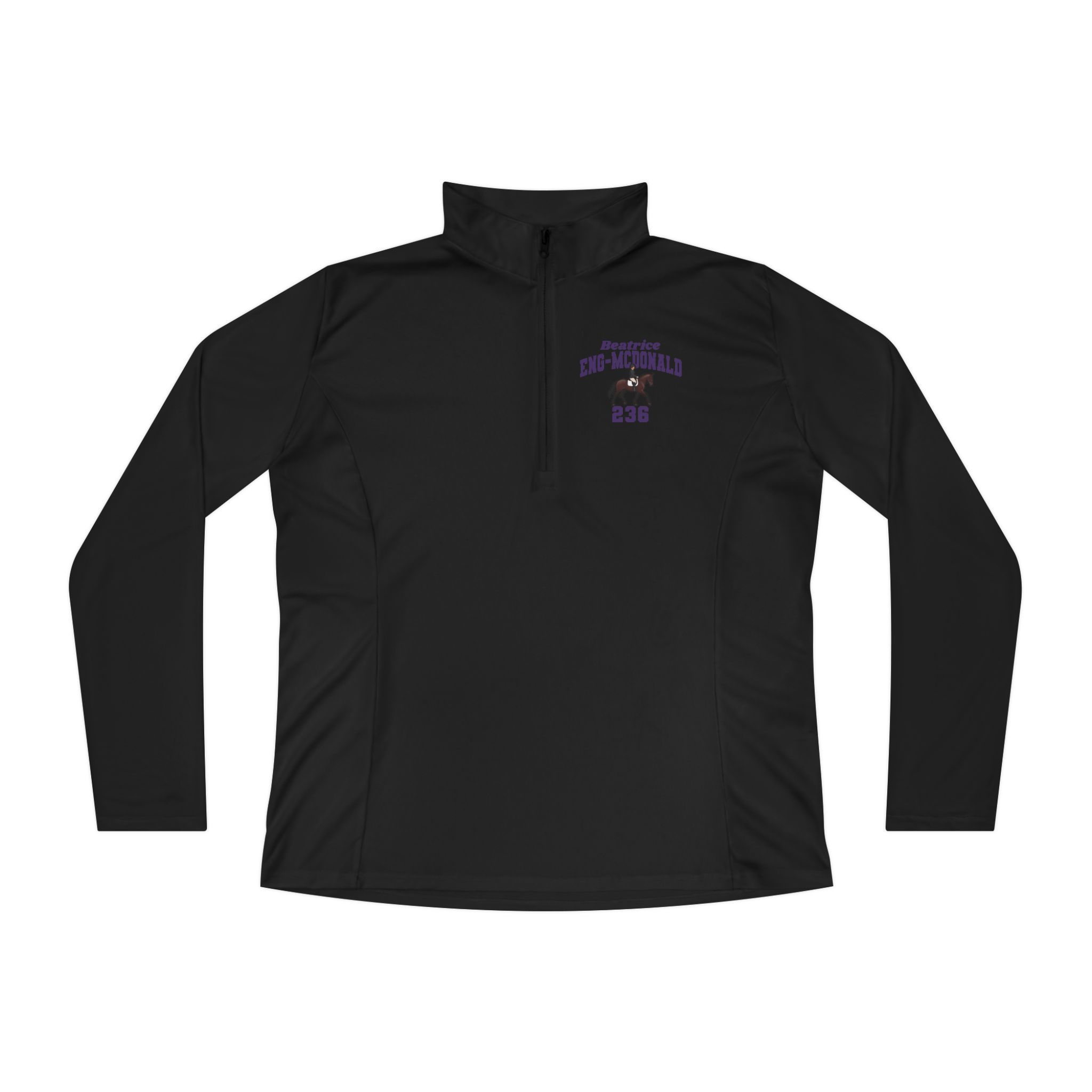 Women's Q-Zip Pullover — character_signature_arch in Black