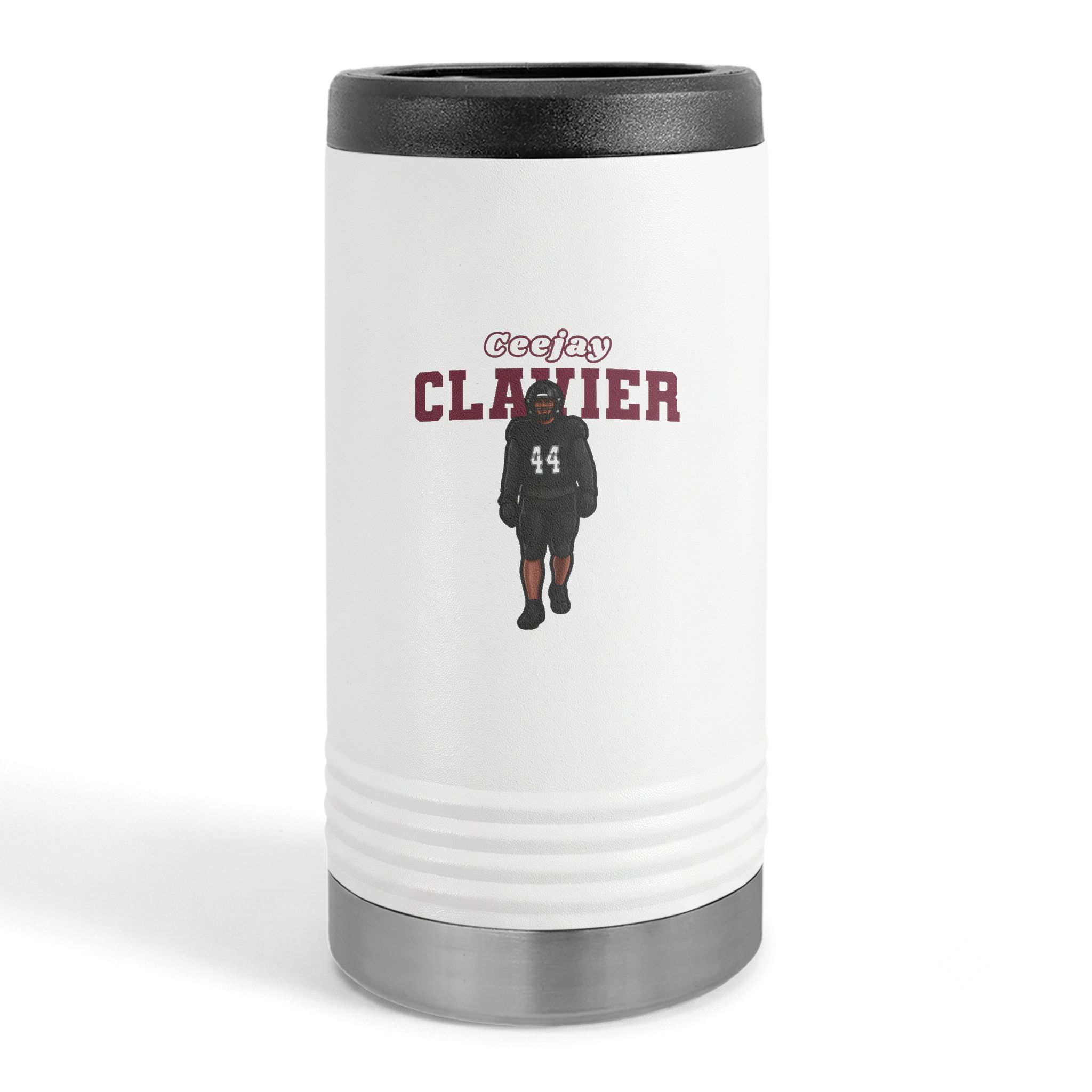 Slim Stainless Can Cooler — character_name_arch in White