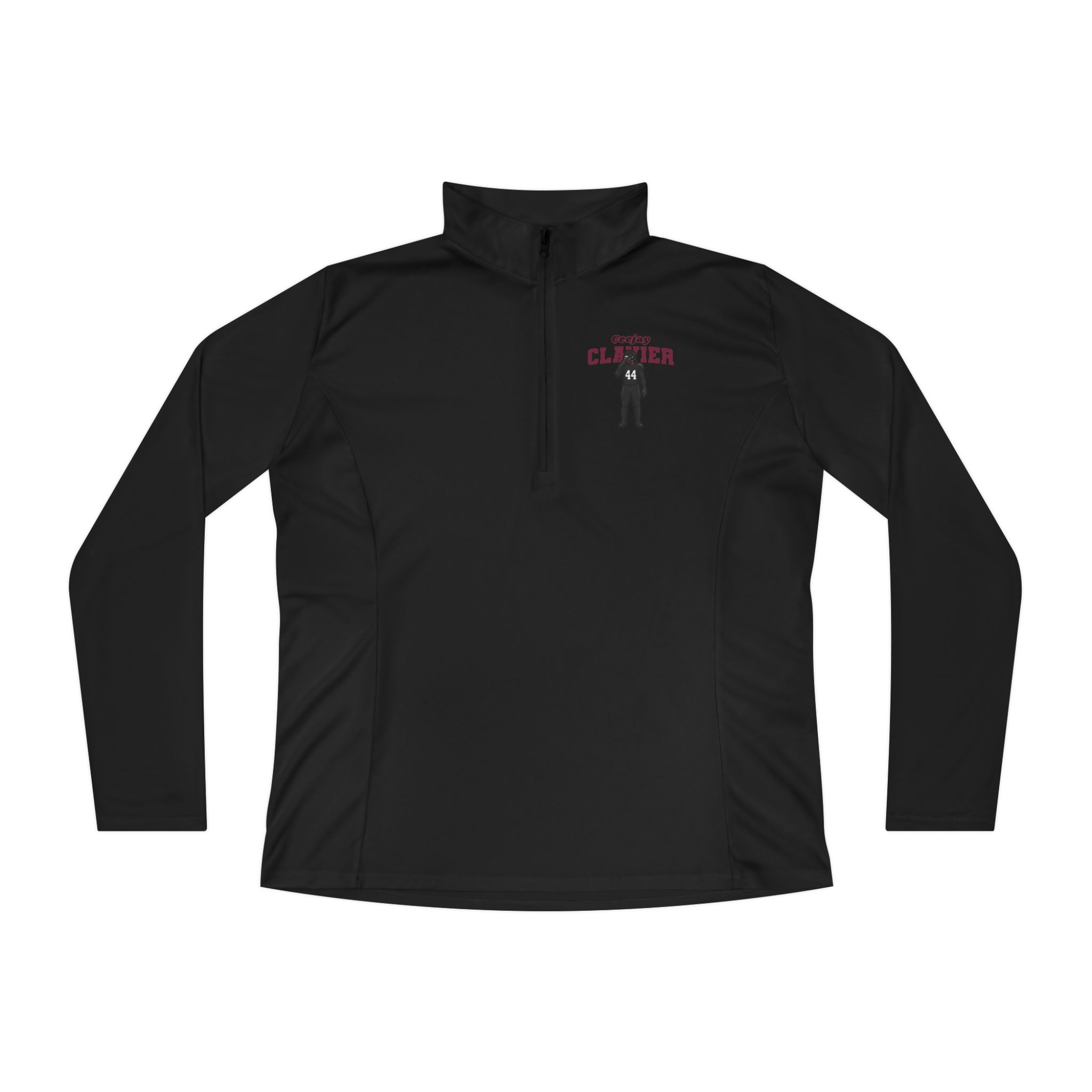 Women's Q-Zip Pullover — character_name_arch in Black