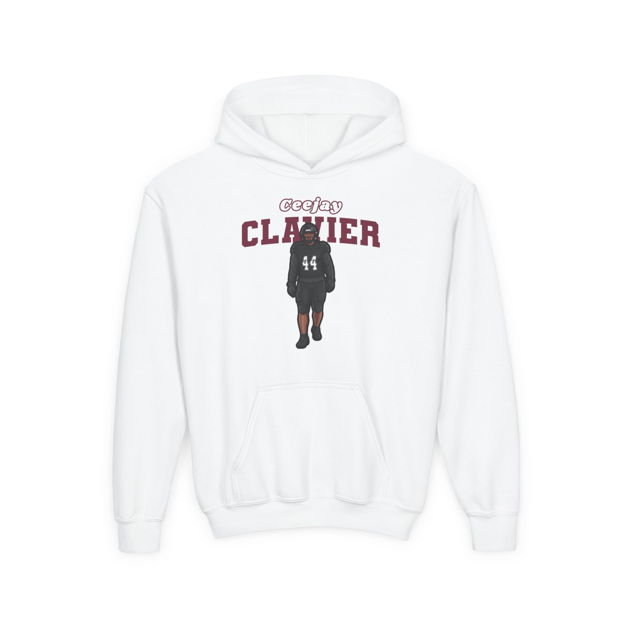 Youth Hoodie — character_name_arch in White