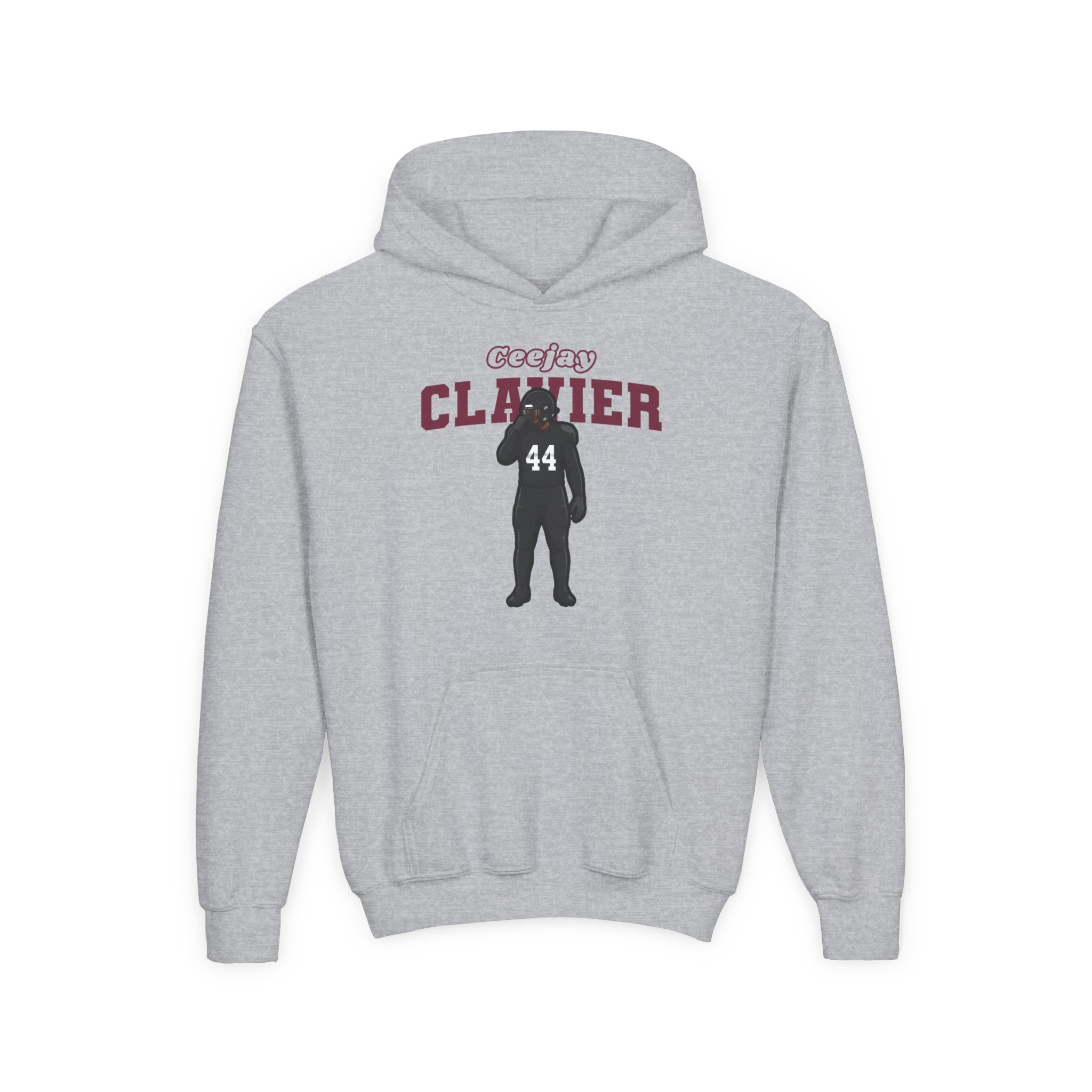 Youth Hoodie — character_name_arch in Grey