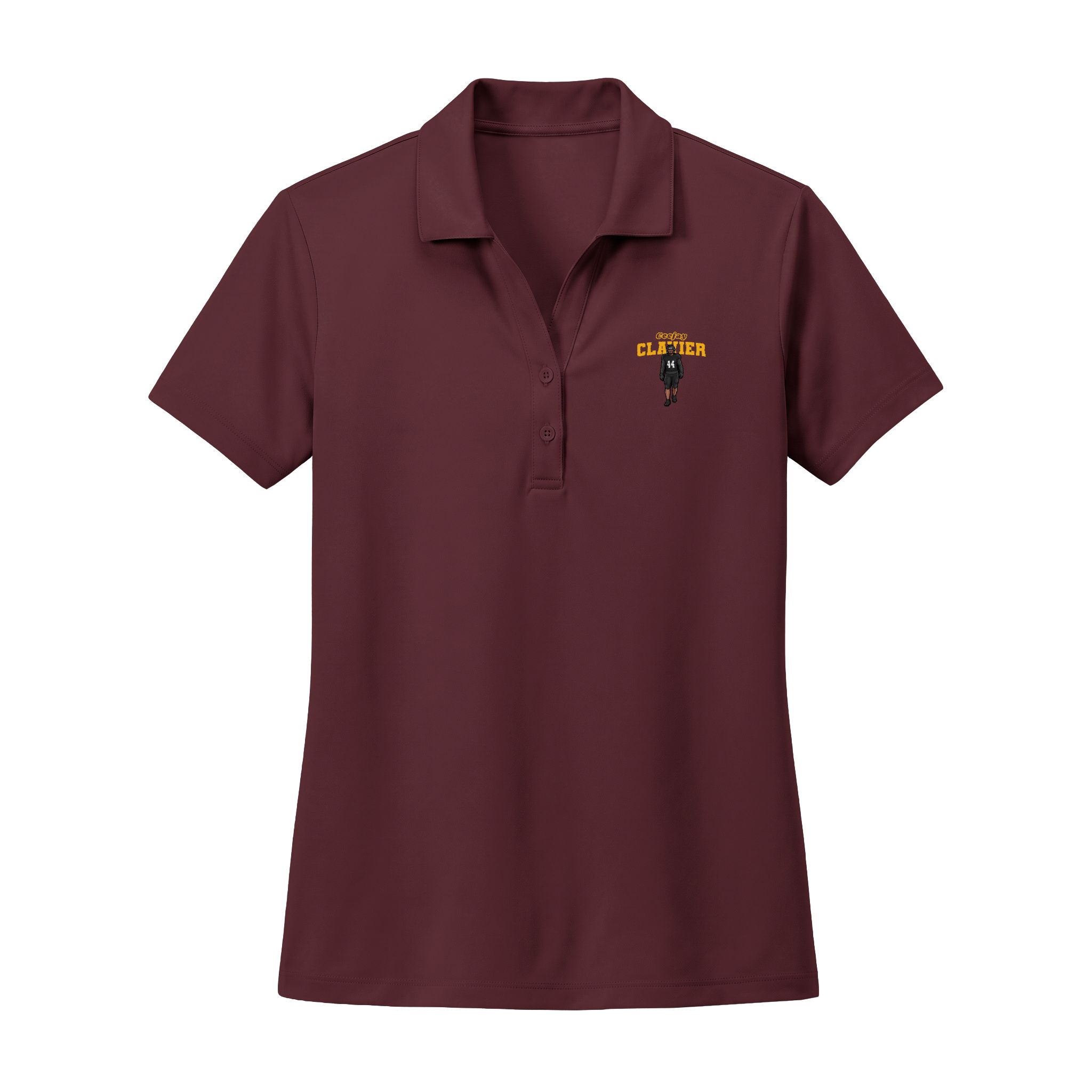 Women's Polo — character_name_arch in Maroon