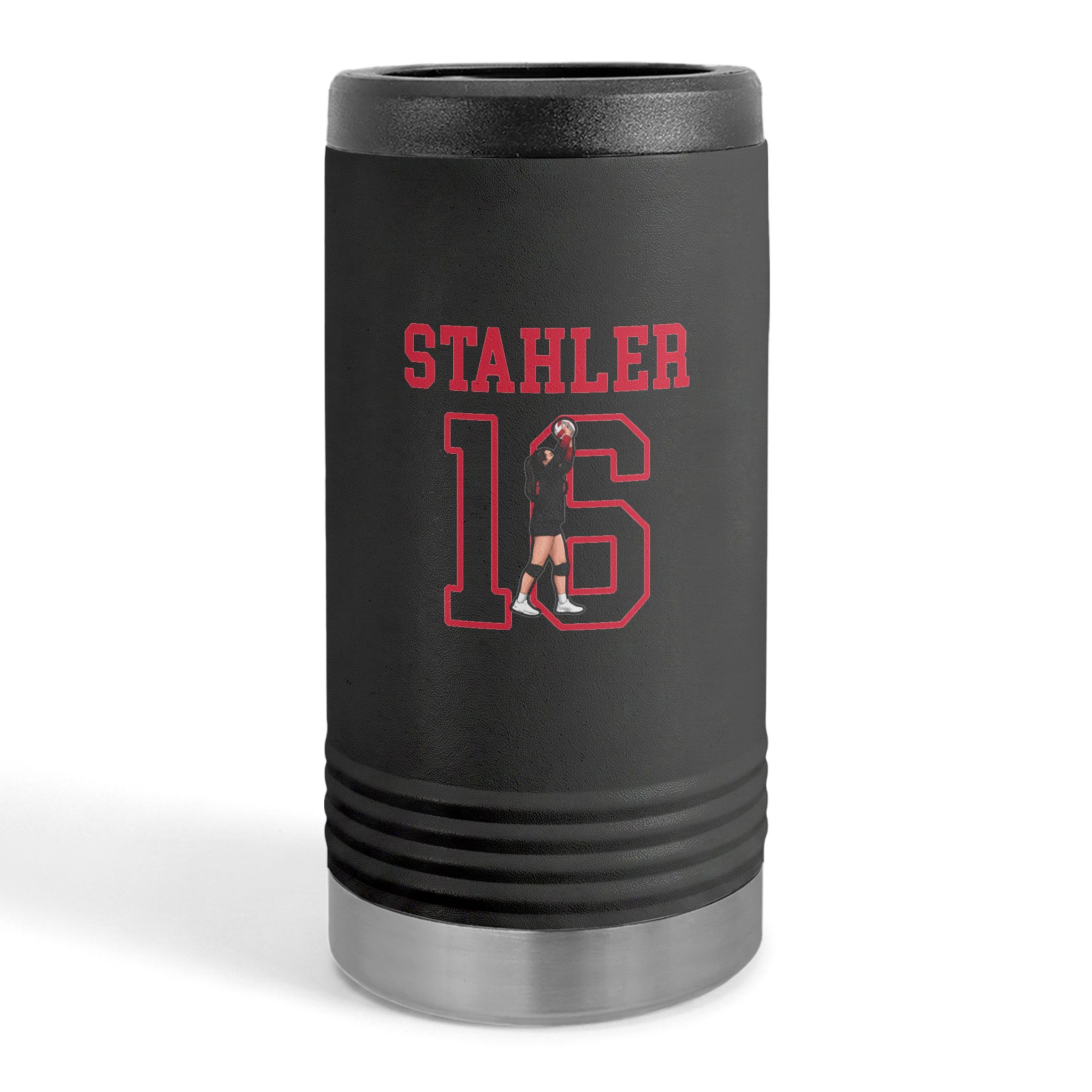Slim Stainless Can Cooler — character_shirsey in Black