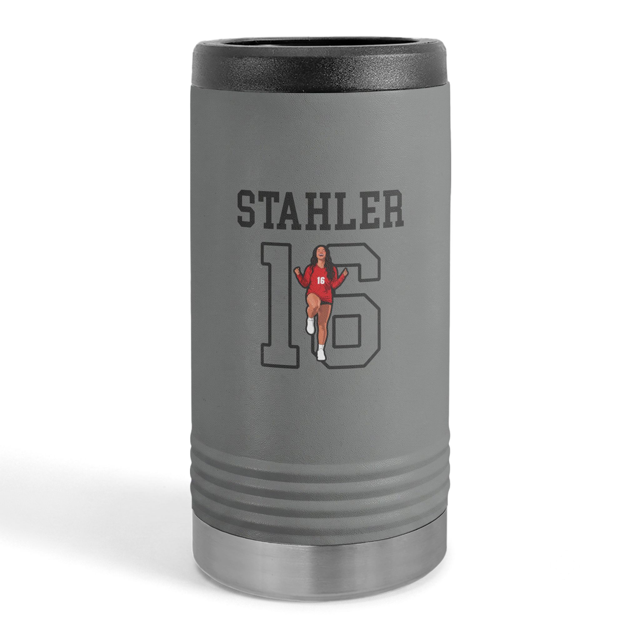 Slim Stainless Can Cooler — character_shirsey in Grey