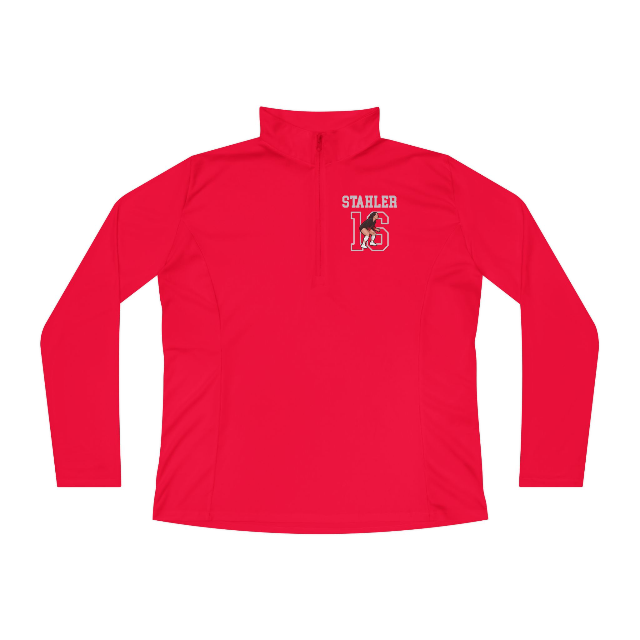 Women's Q-Zip Pullover — character_shirsey in Red