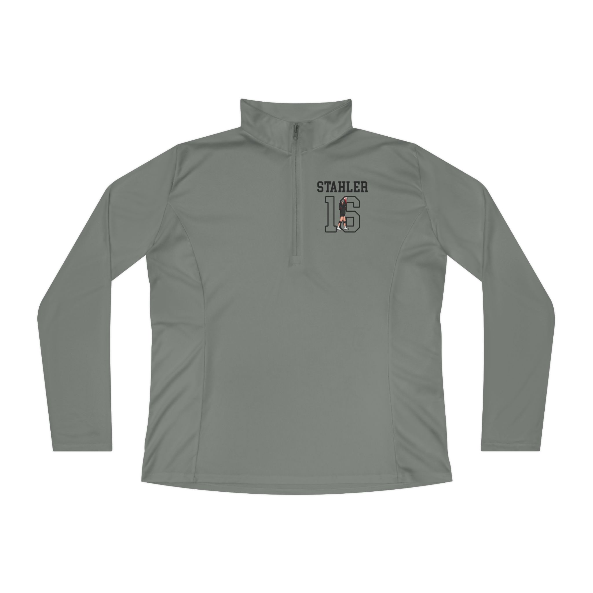 Women's Q-Zip Pullover — character_shirsey in Grey