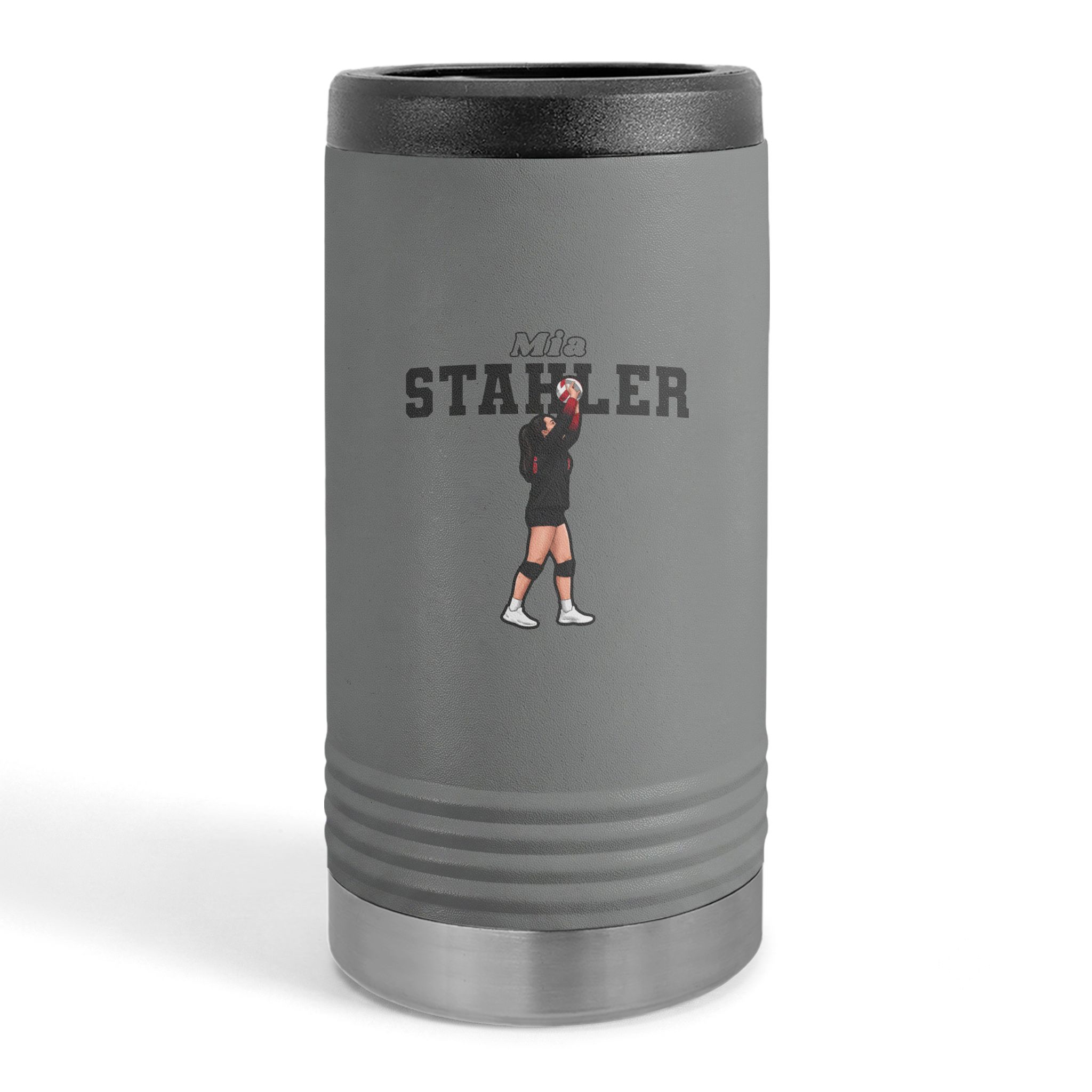 Slim Stainless Can Cooler — character_name_arch in Grey