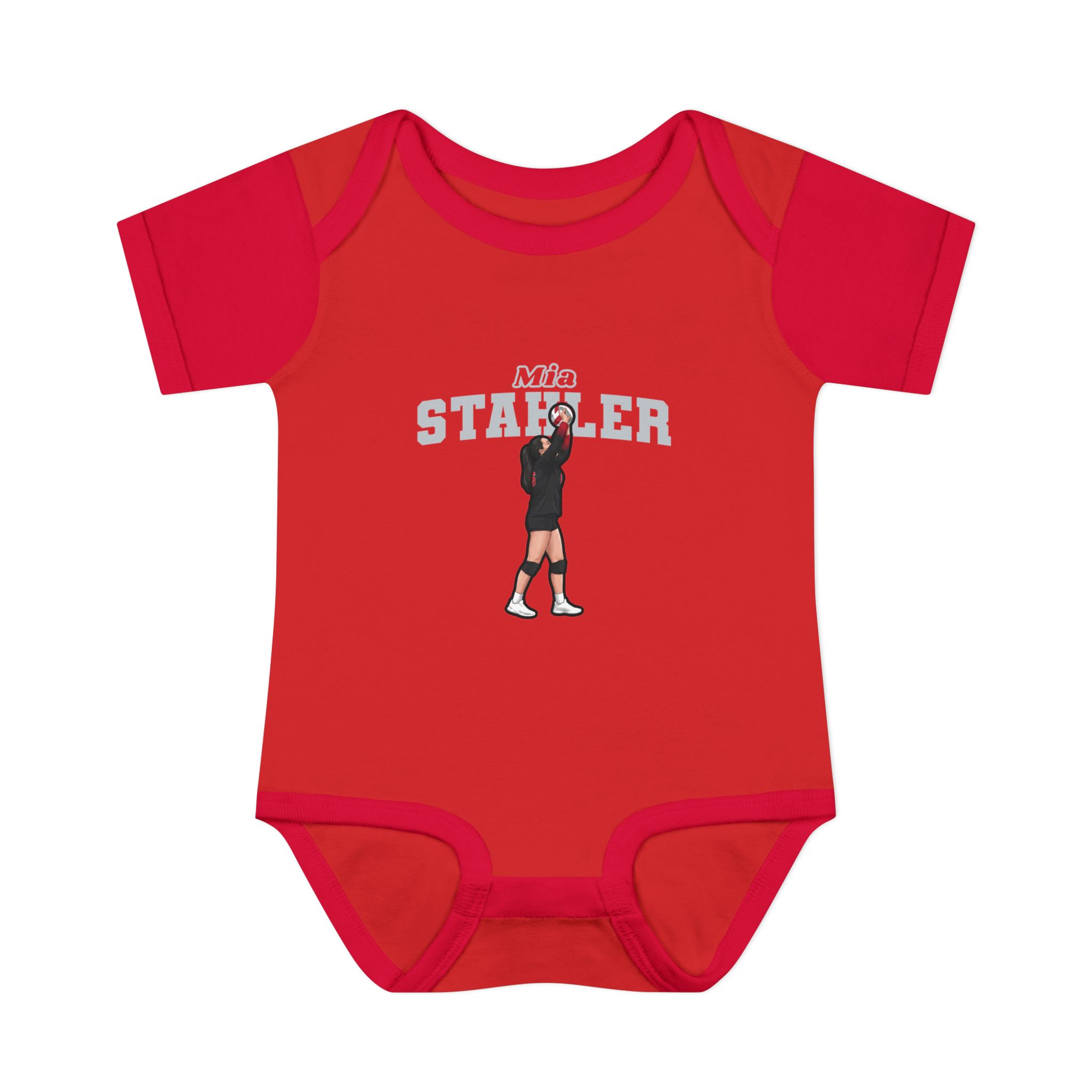 Baby Onesie — character_name_arch in Red
