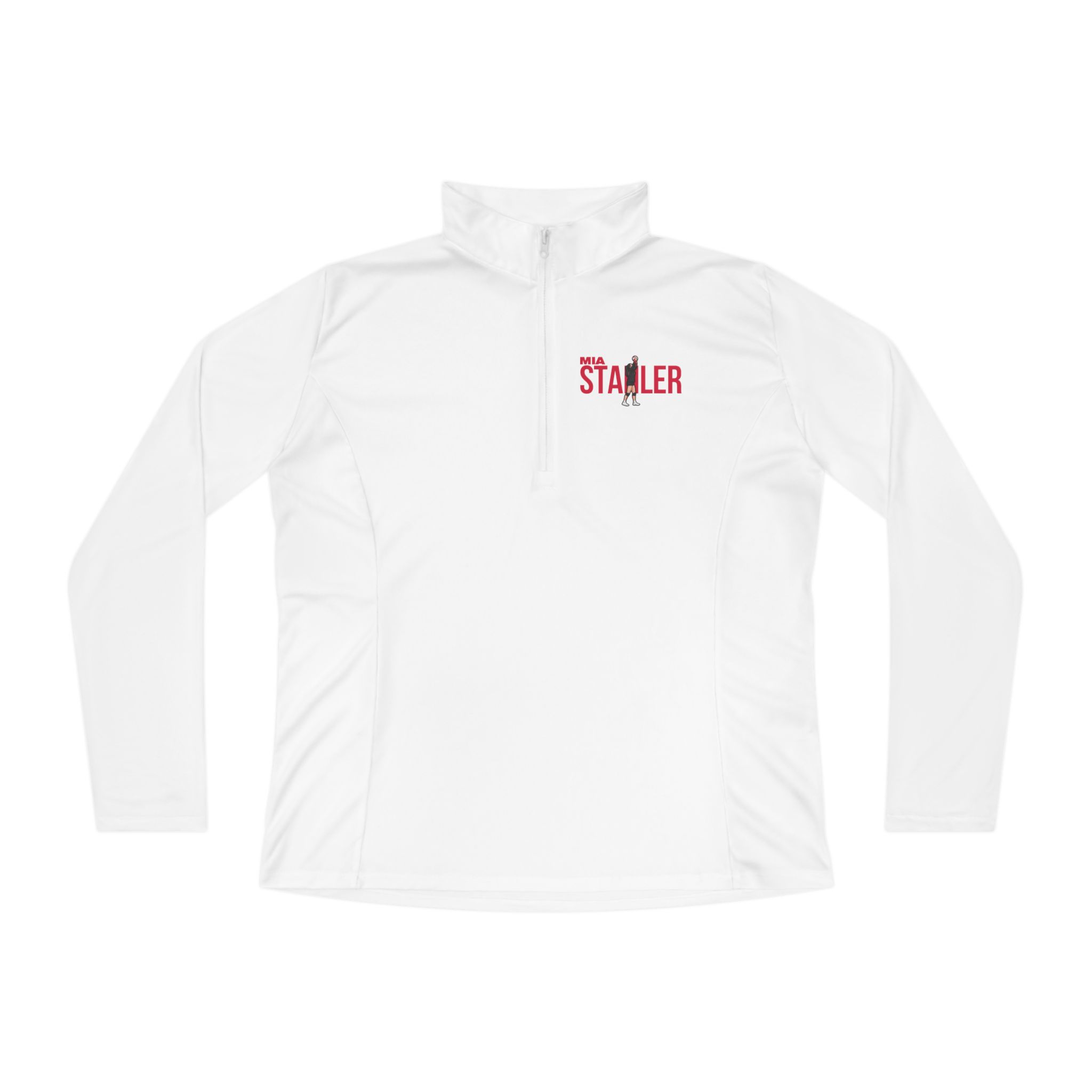 Women's Q-Zip Pullover — character_player_name in White